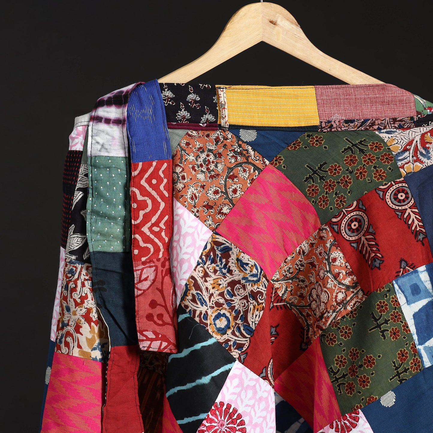 Tukdi patchwork cotton wrap around skirt 15 - handcrafted