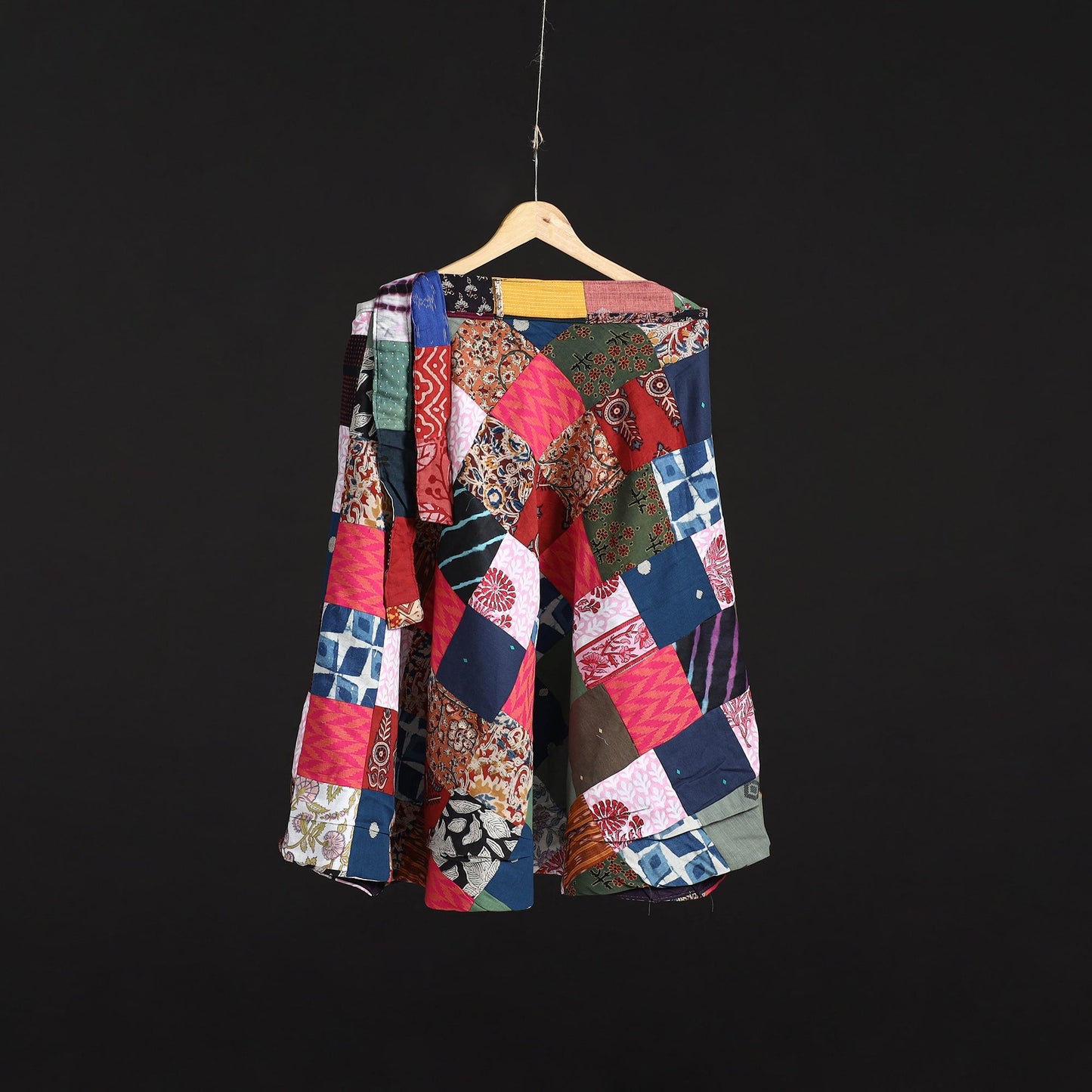 Tukdi patchwork cotton wrap around skirt 15 - handcrafted