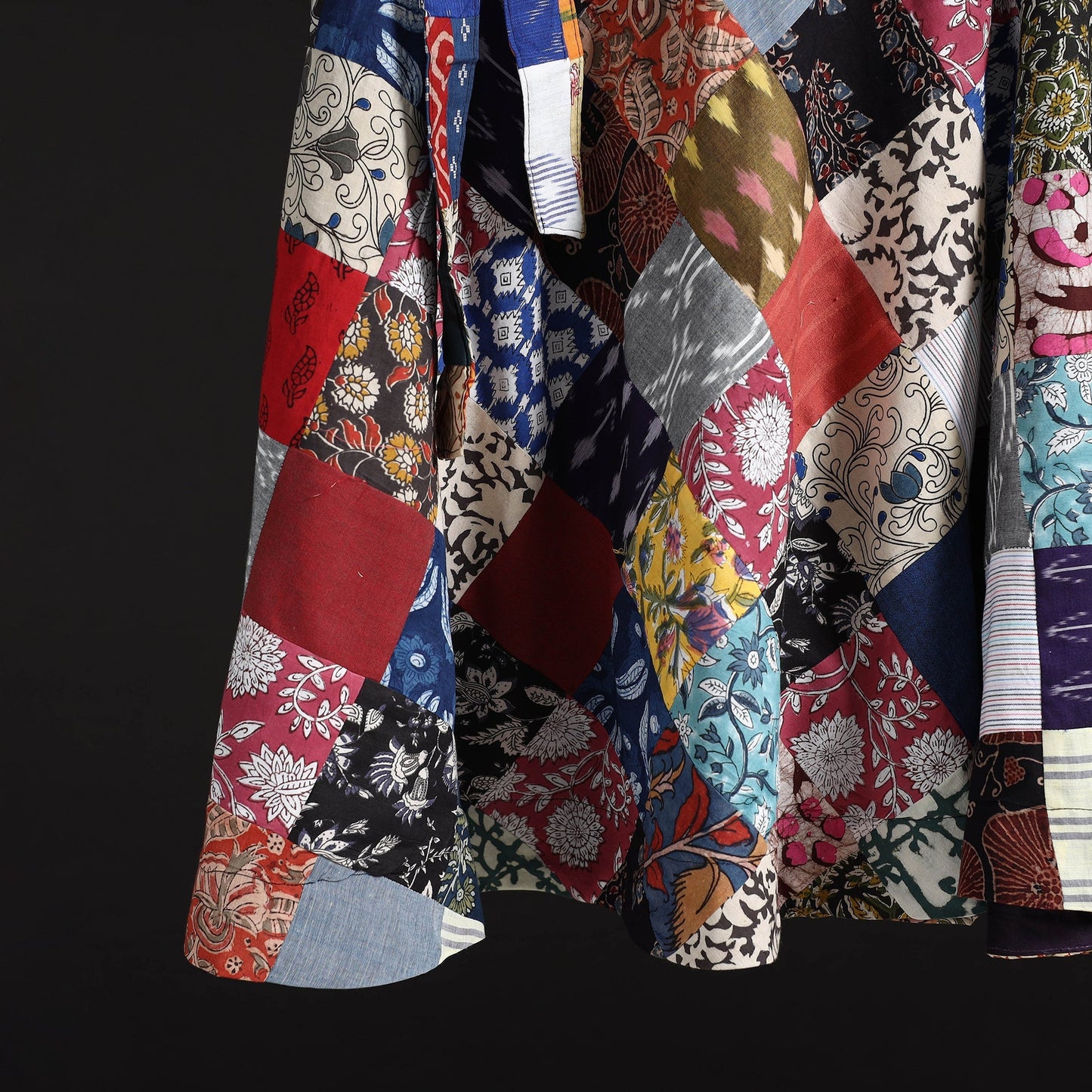 Tukdi patchwork cotton wrap around skirt 16 - handcrafted