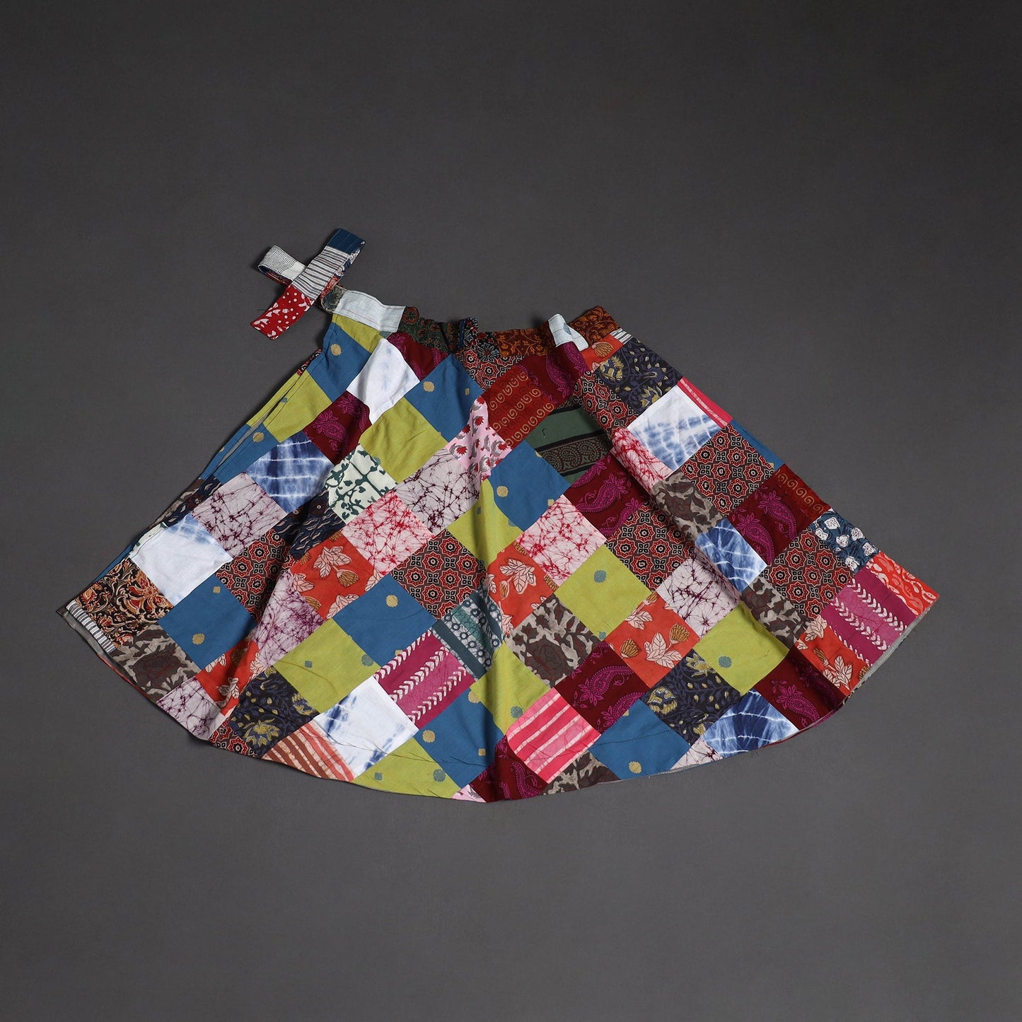 Tukdi patchwork cotton wrap around skirt 18 - handcrafted