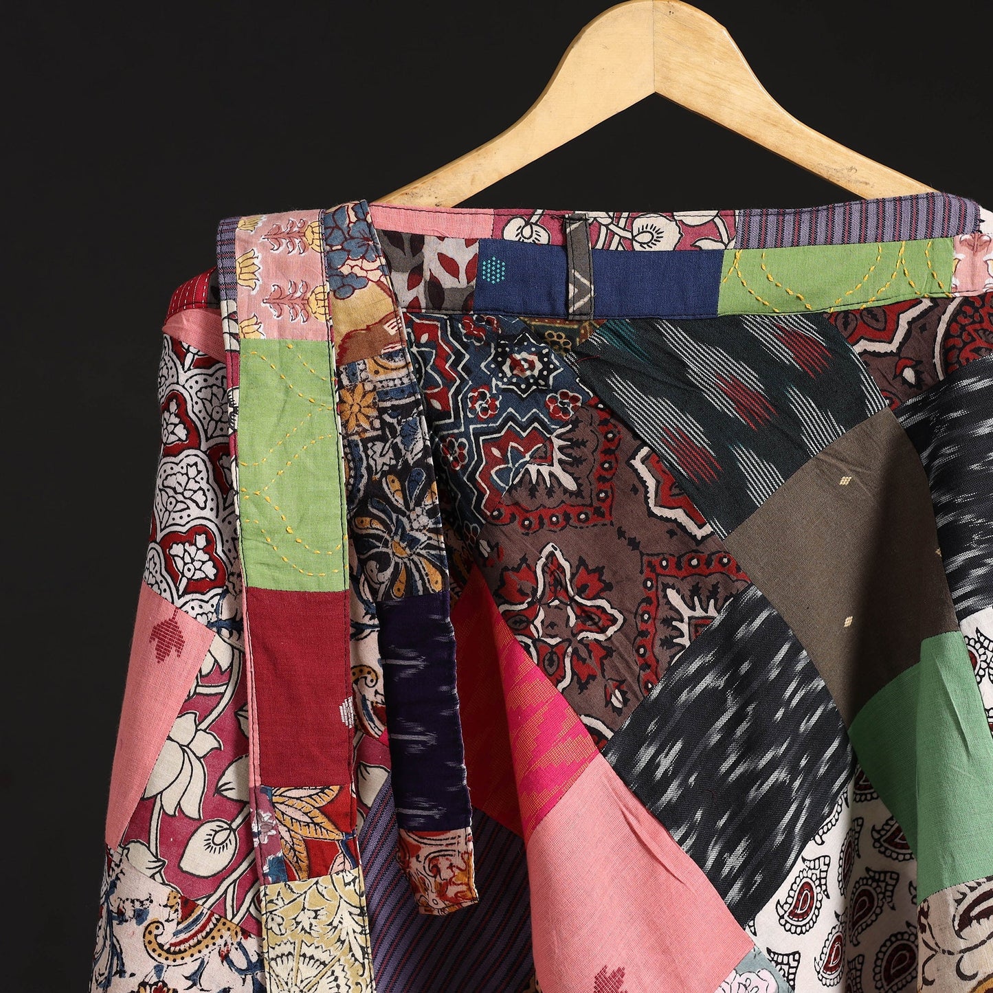 Tukdi patchwork cotton wrap around skirt 19 - handcrafted