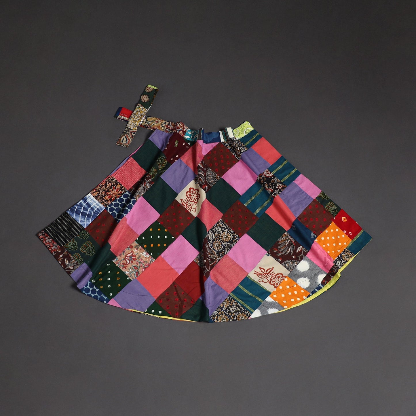 Tukdi patchwork cotton wrap around skirt 21 - handcrafted