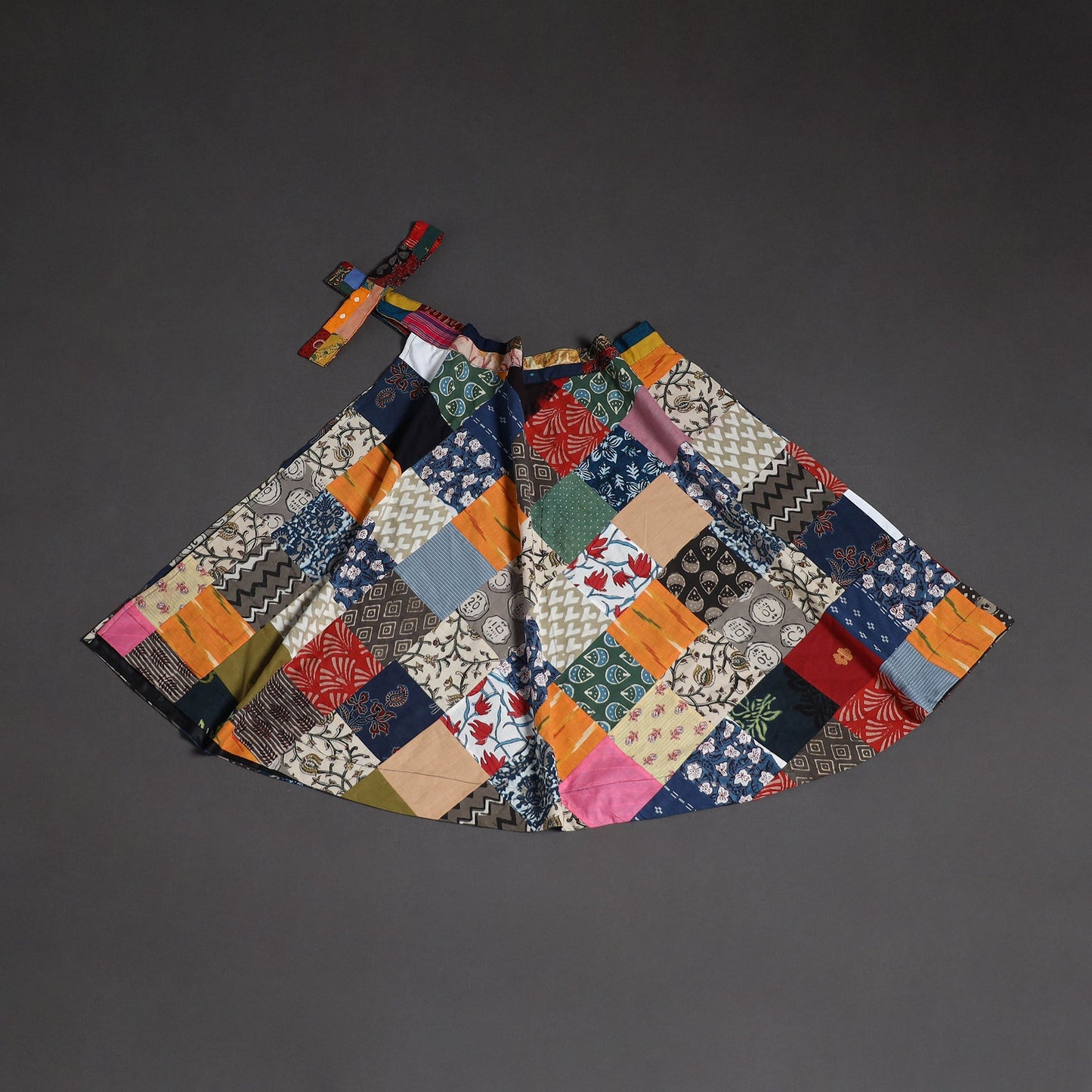 Tukdi patchwork cotton wrap around skirt 22 - handcrafted