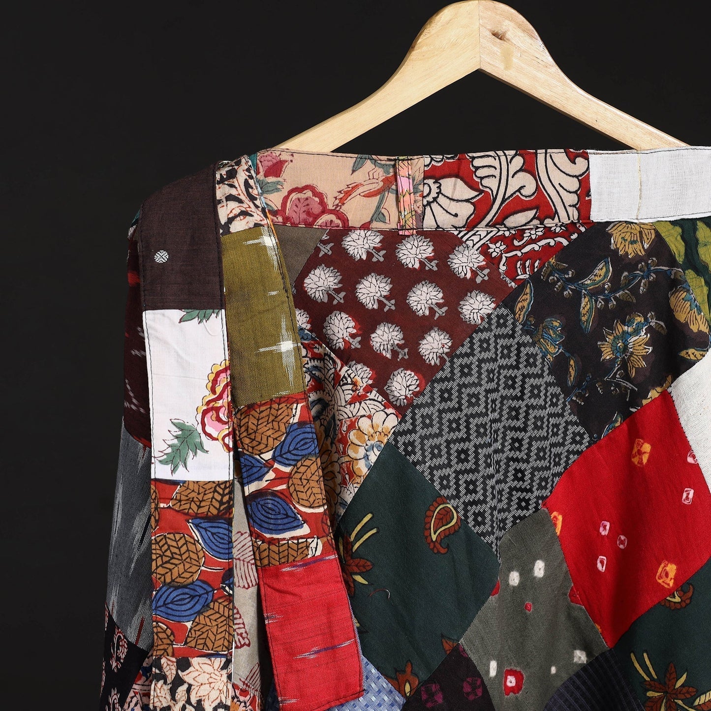 Tukdi patchwork cotton wrap around skirt 23 - handcrafted