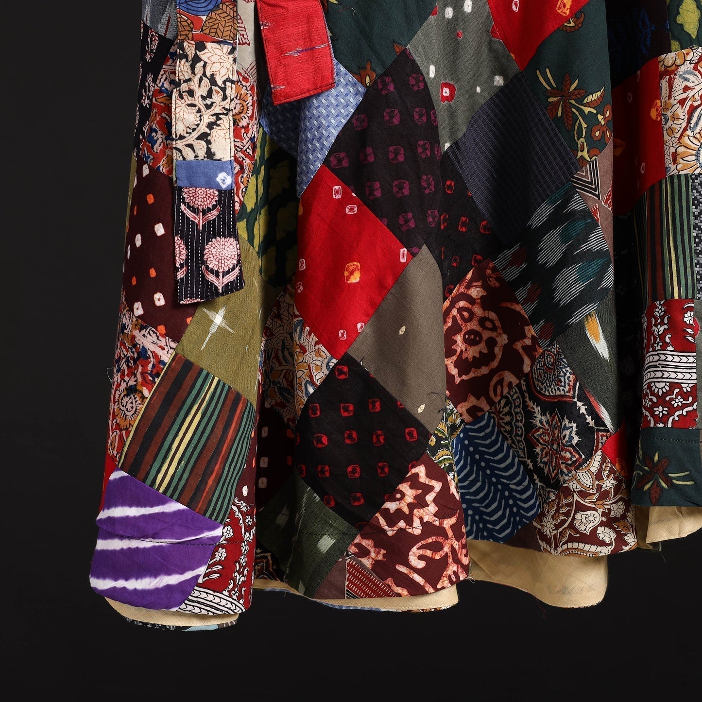 Tukdi patchwork cotton wrap around skirt 23 - handcrafted