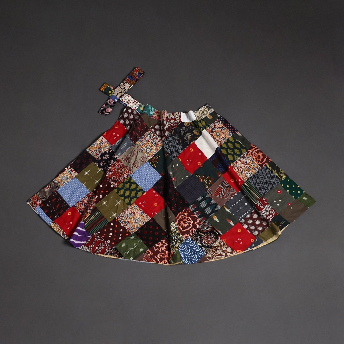 Tukdi patchwork cotton wrap around skirt 23 - handcrafted