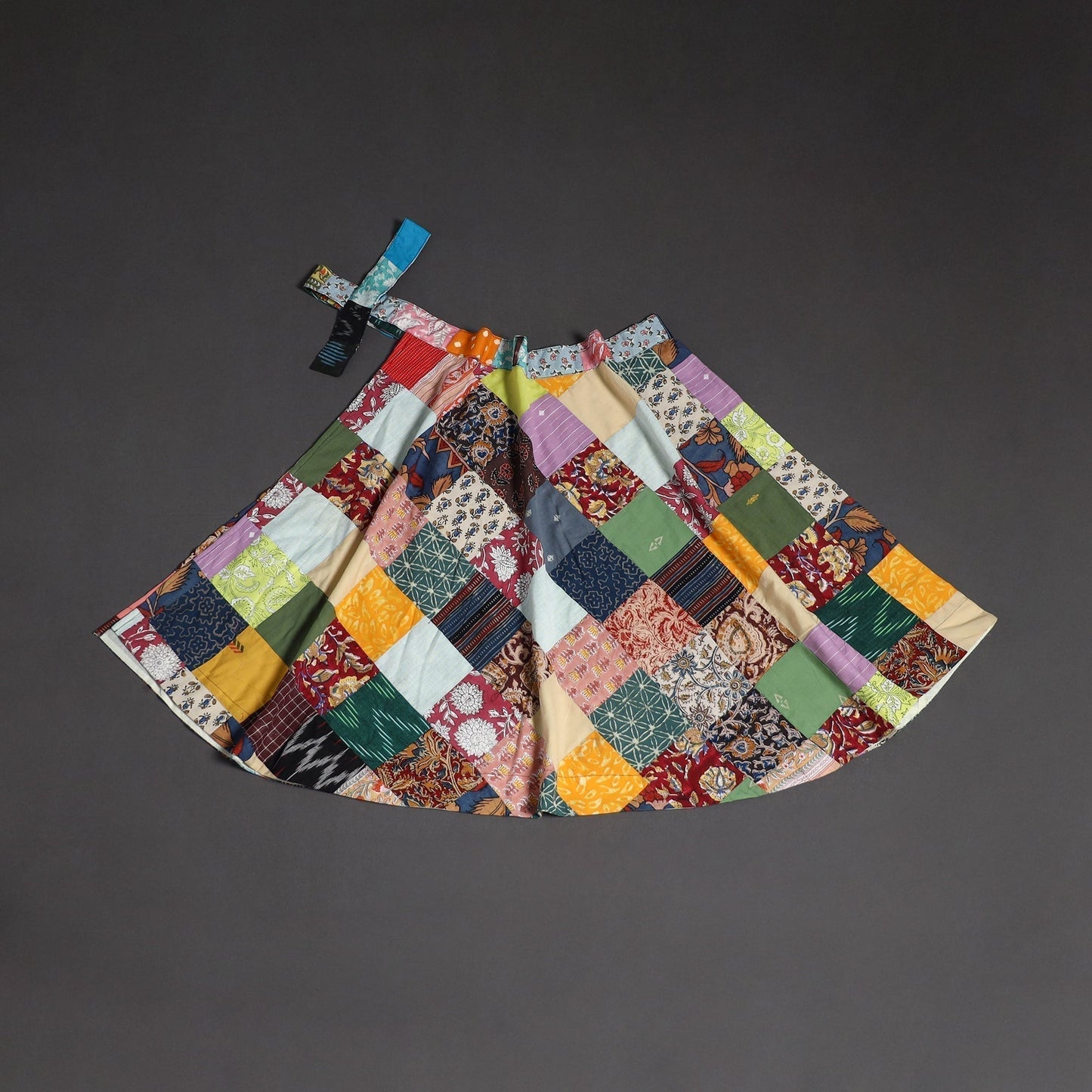 Tukdi patchwork cotton wrap around skirt 24 - handcrafted