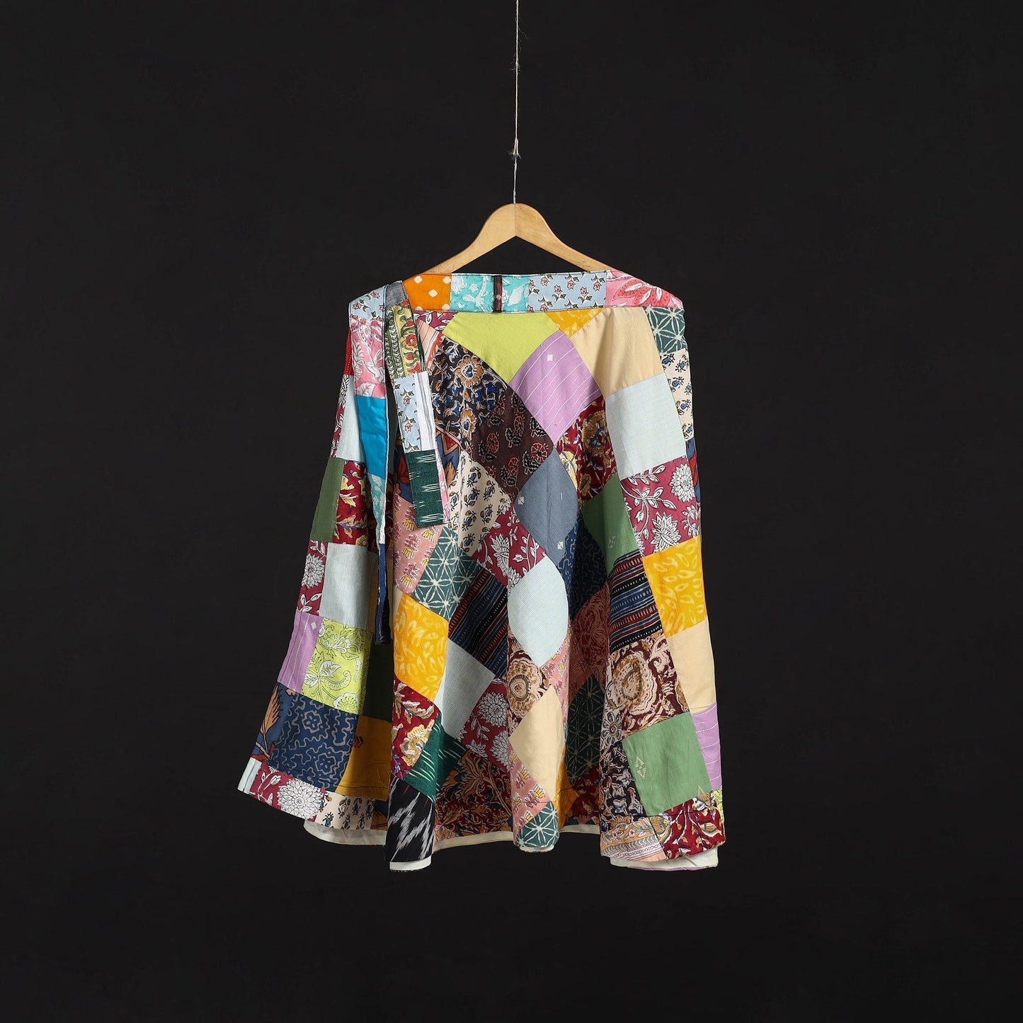 Tukdi patchwork cotton wrap around skirt 24 - handcrafted