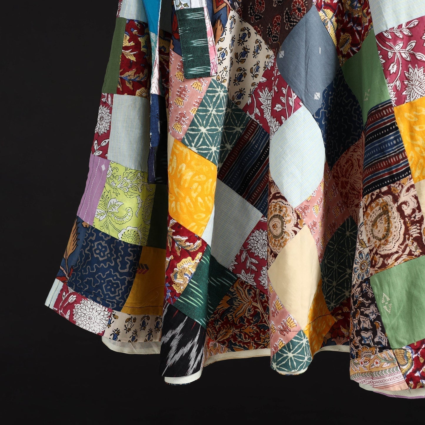 Tukdi patchwork cotton wrap around skirt 24 - handcrafted