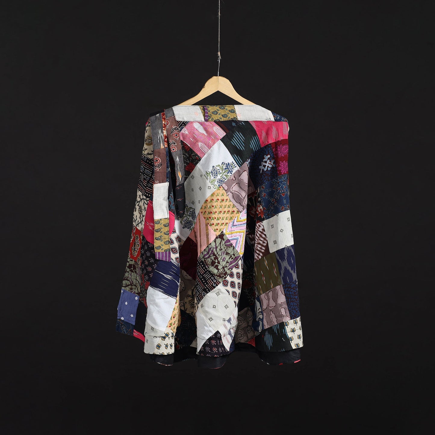 Tukdi patchwork cotton wrap around skirt 28 - handcrafted
