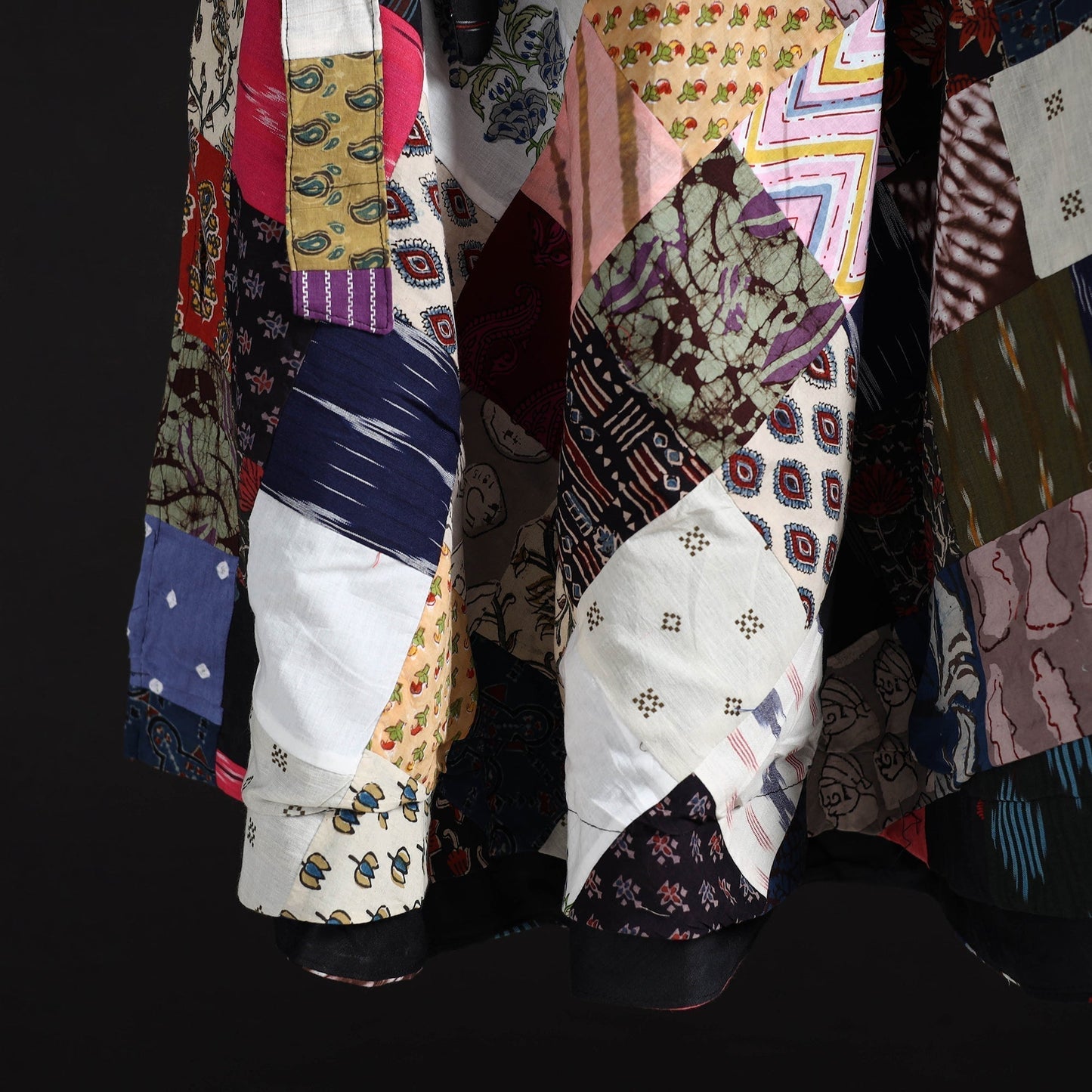 Tukdi patchwork cotton wrap around skirt 28 - handcrafted