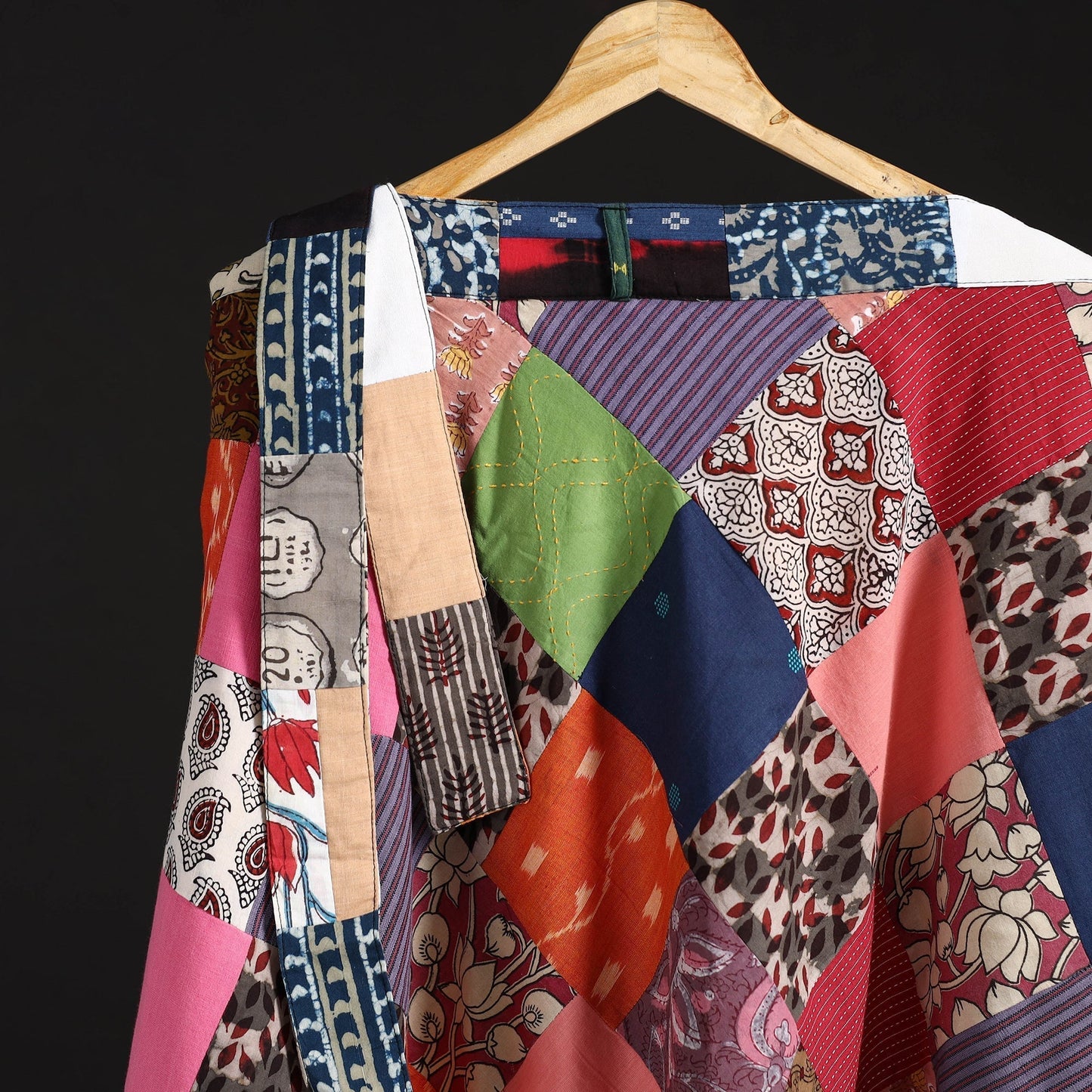 Tukdi patchwork cotton wrap around skirt 29 - handcrafted