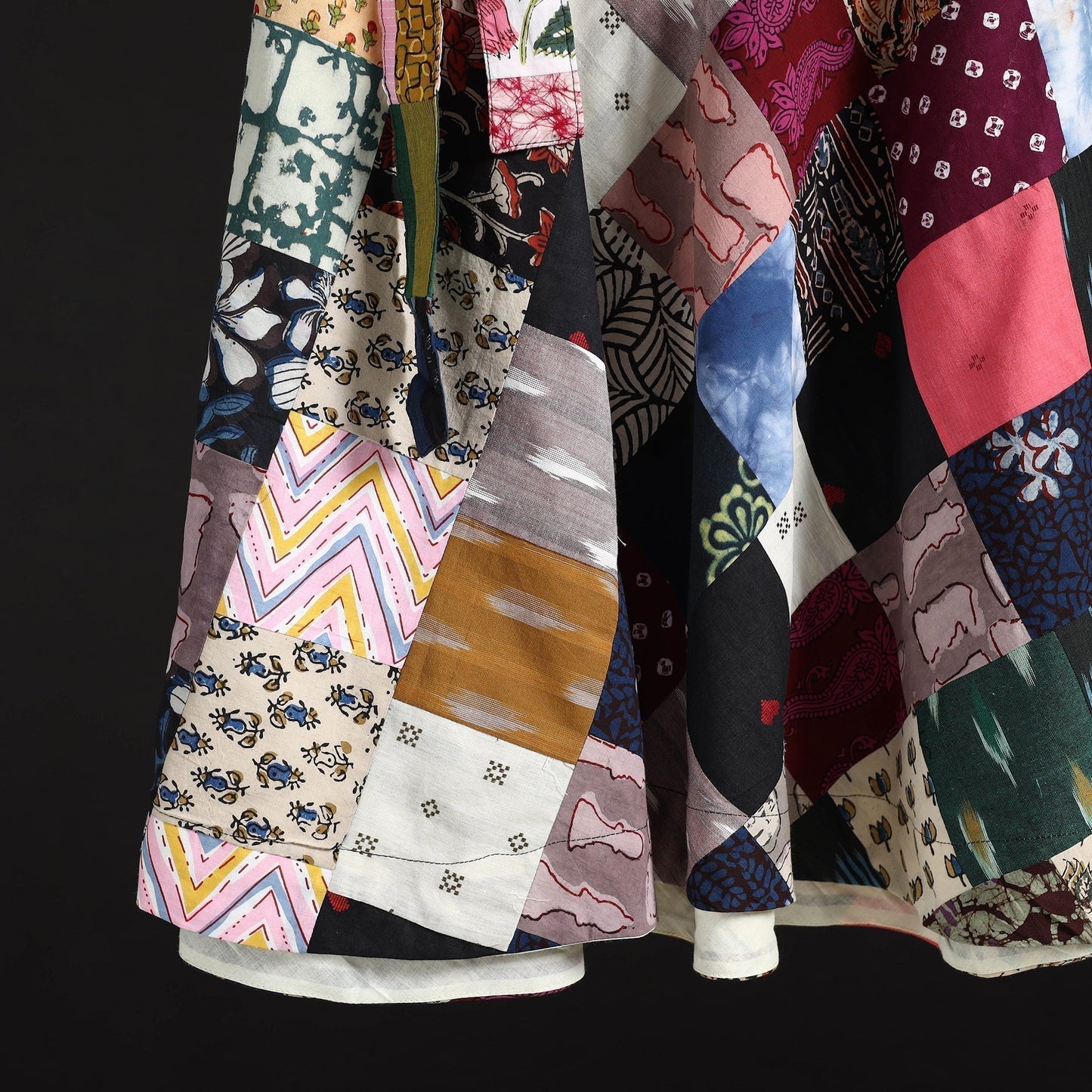 Tukdi patchwork cotton wrap around skirt 30 - handcrafted