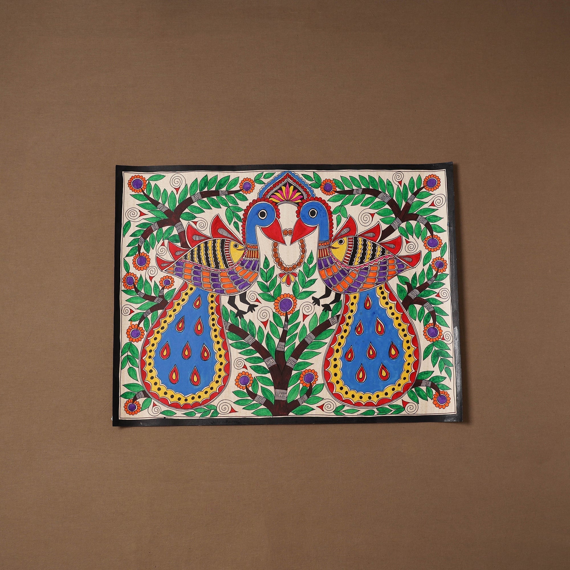 Multicolor - Handpainted Madhubani Painting by Hira Devi (5 x 4 in ) 151 main image 1