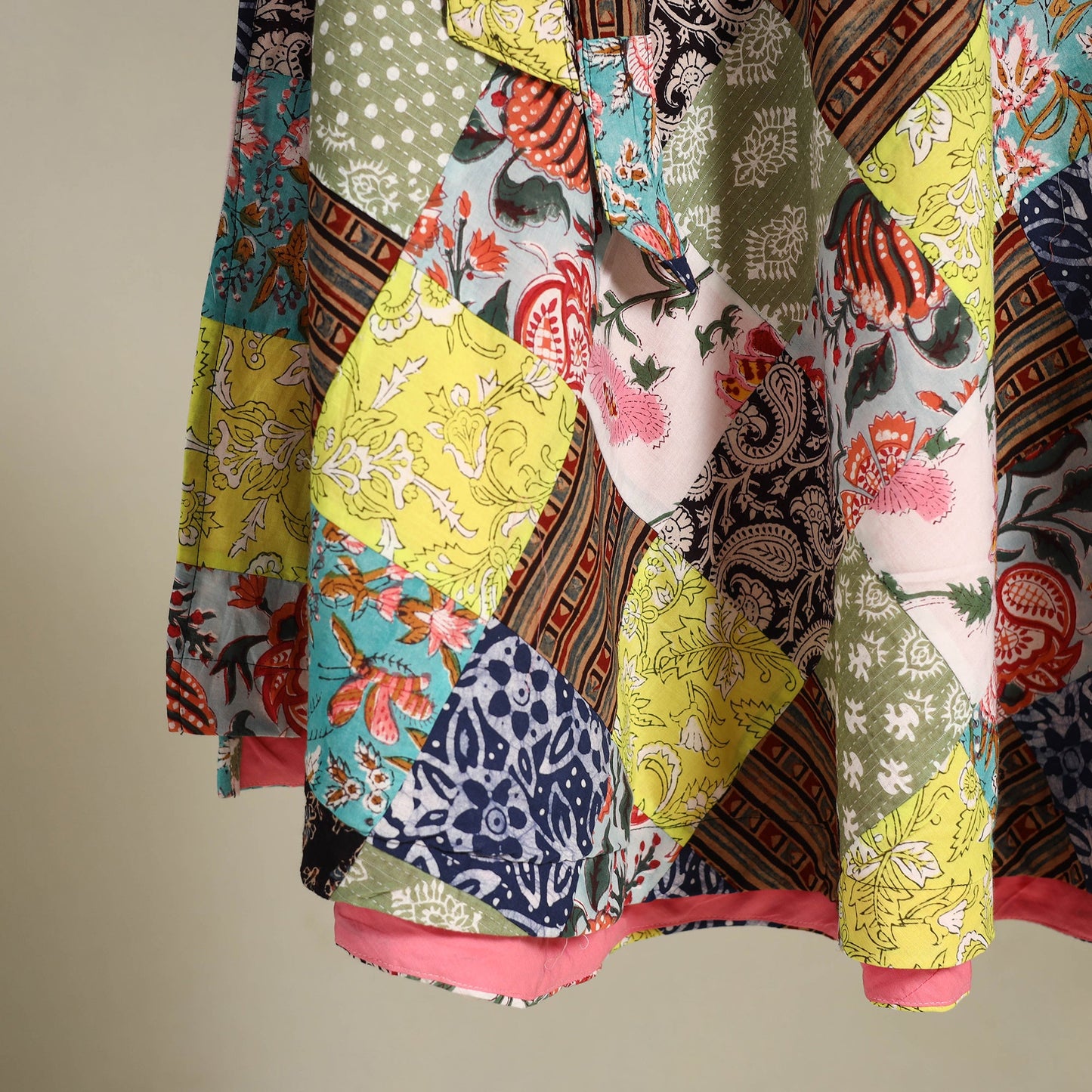 Multicolor Wrap Around Patchwork Cotton Skirt