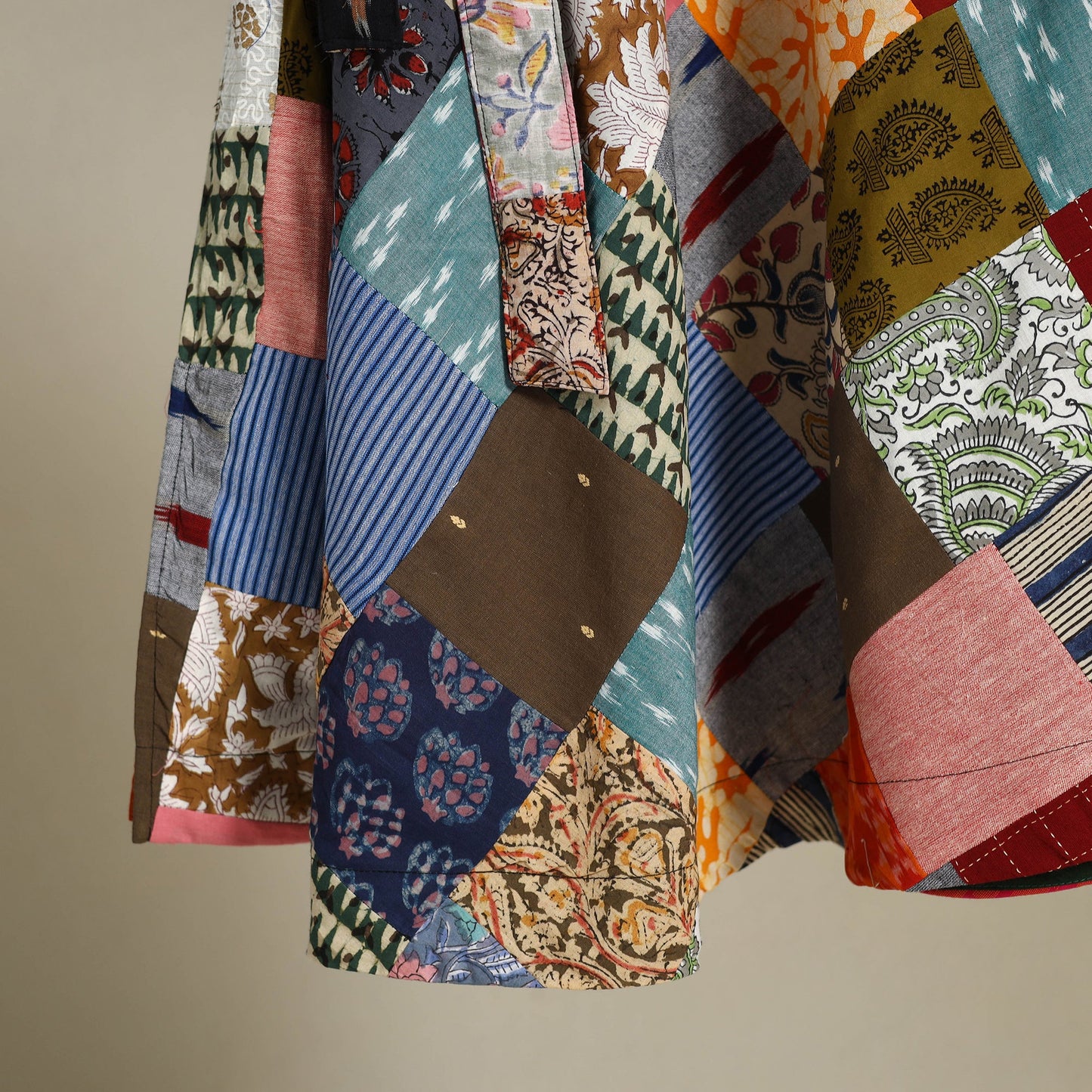 Multicolor Wrap Around Patchwork Cotton Skirt