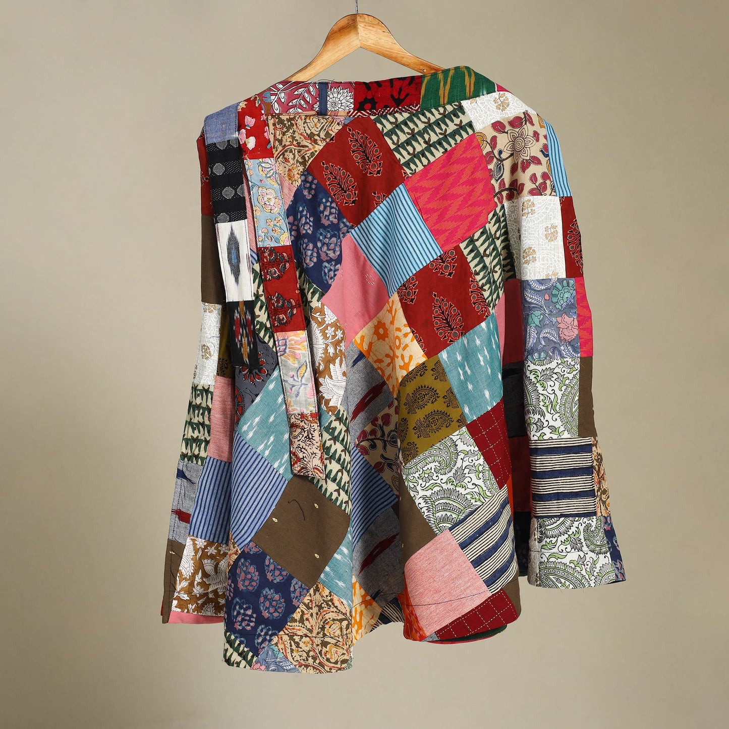 Multicolor Wrap Around Patchwork Cotton Skirt