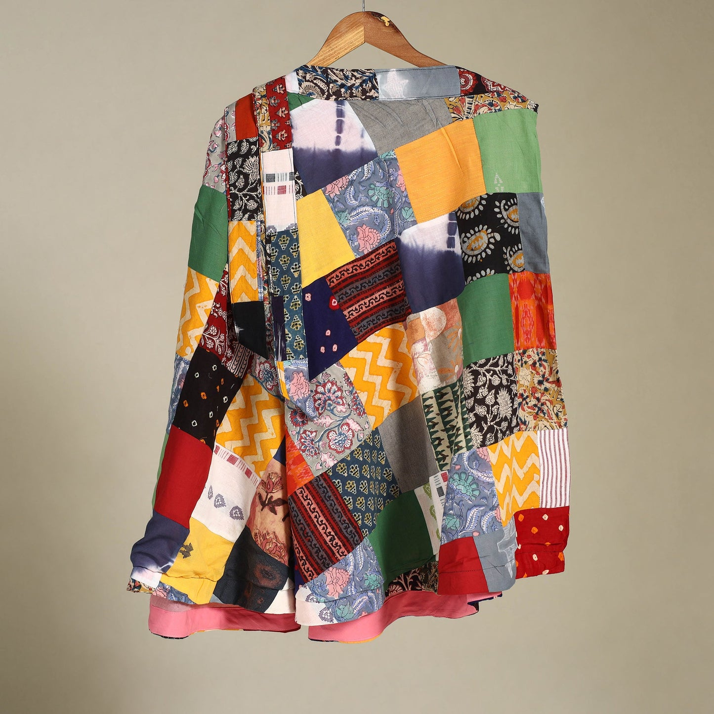 Multicolor Wrap Around Patchwork Cotton Skirt