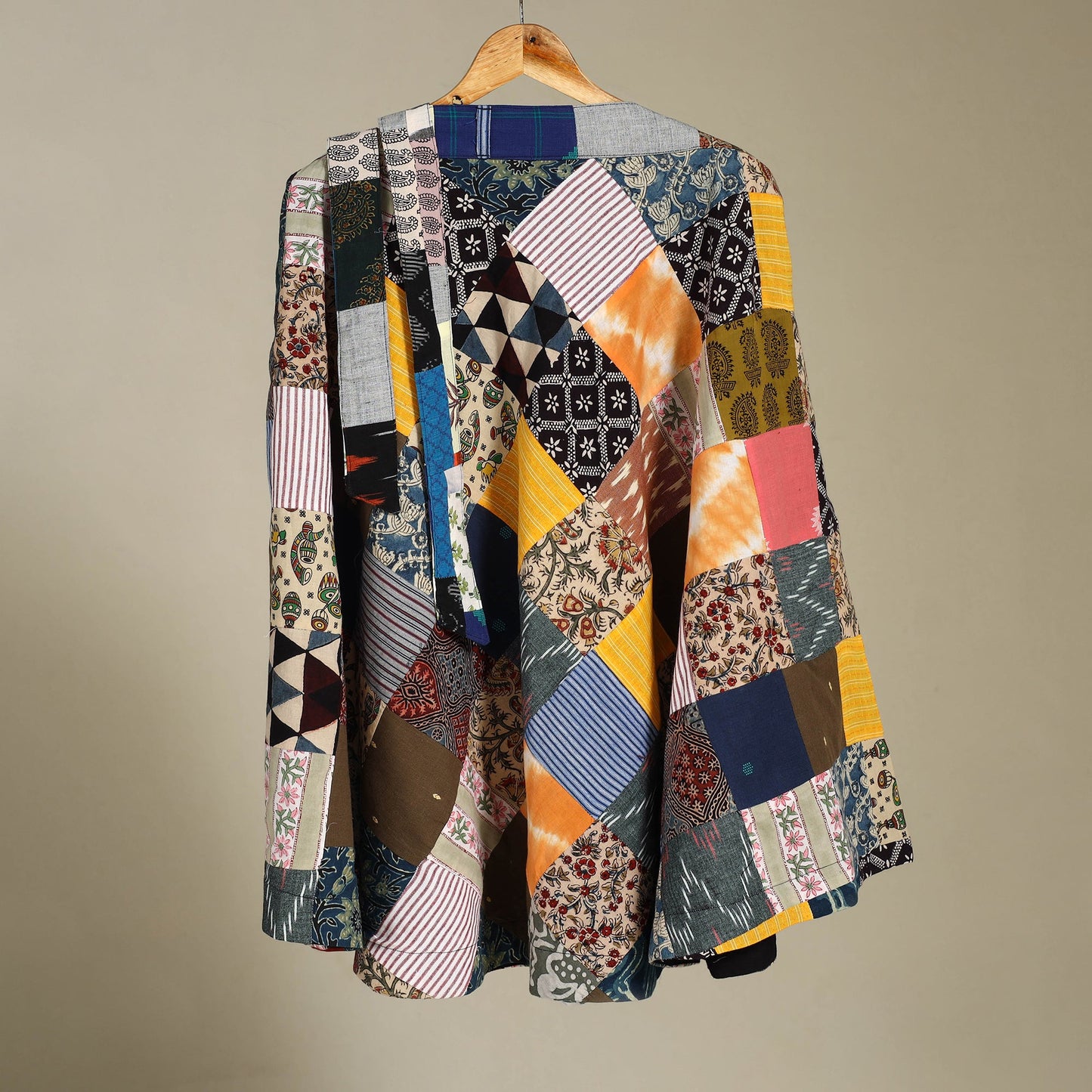 Multicolor Wrap Around Patchwork Cotton Skirt