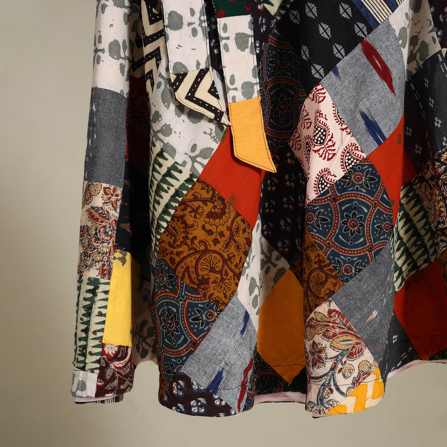 Multicolor Wrap Around Patchwork Cotton Skirt