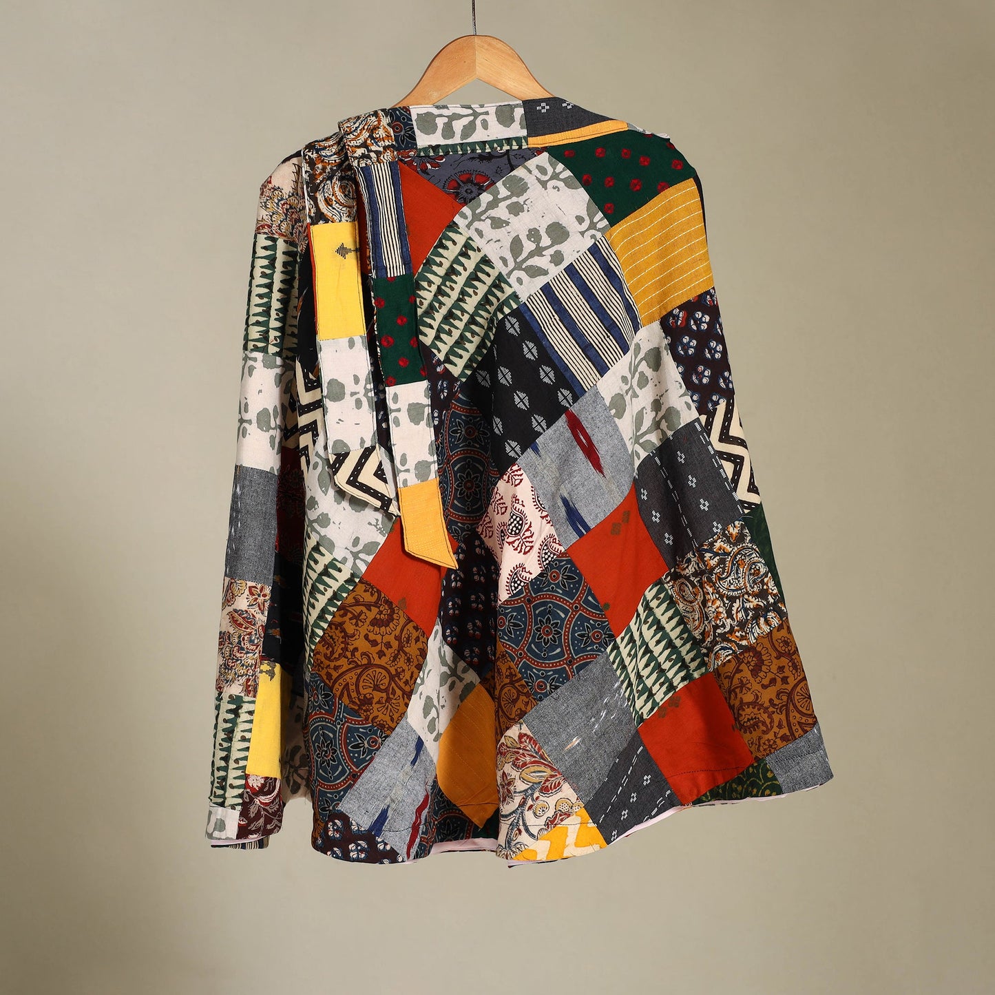 Multicolor Wrap Around Patchwork Cotton Skirt