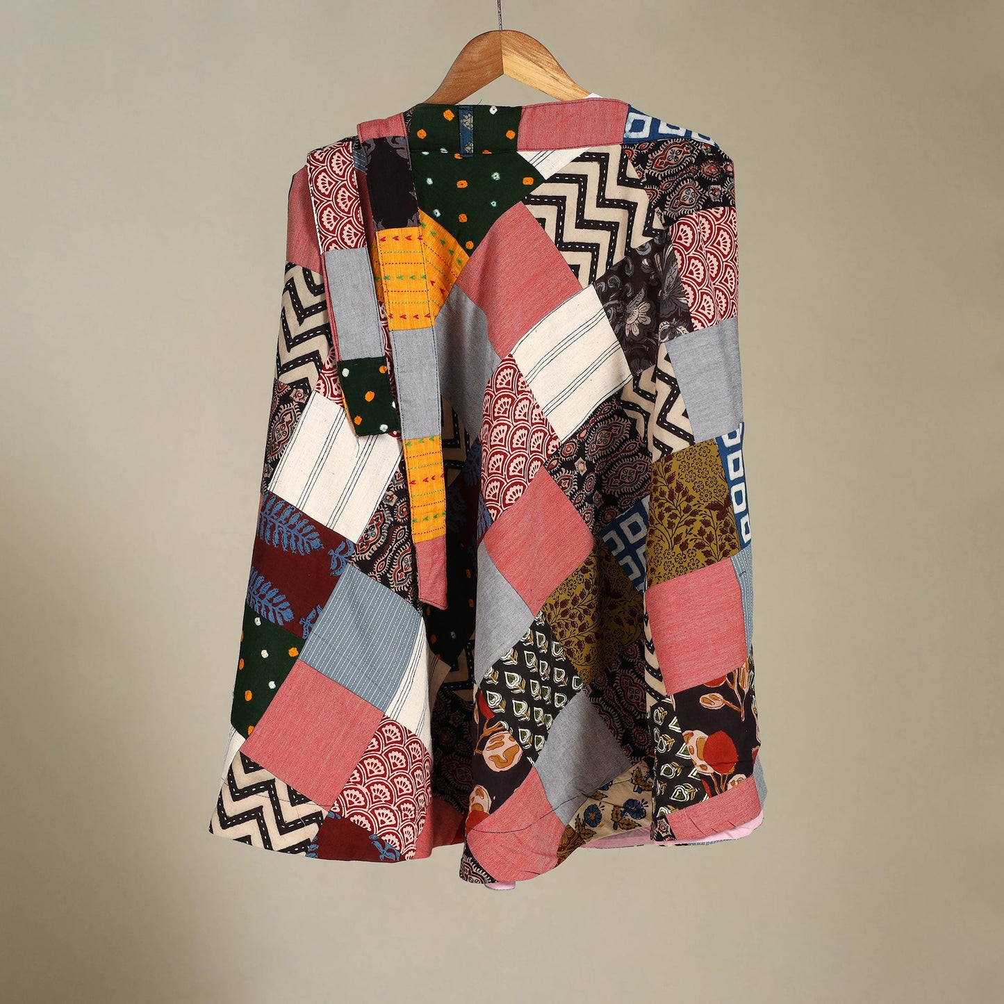 Multicolor Wrap Around Patchwork Cotton Skirt