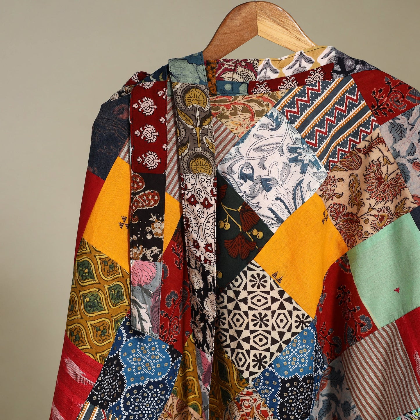 Multicolor Wrap Around Patchwork Cotton Skirt