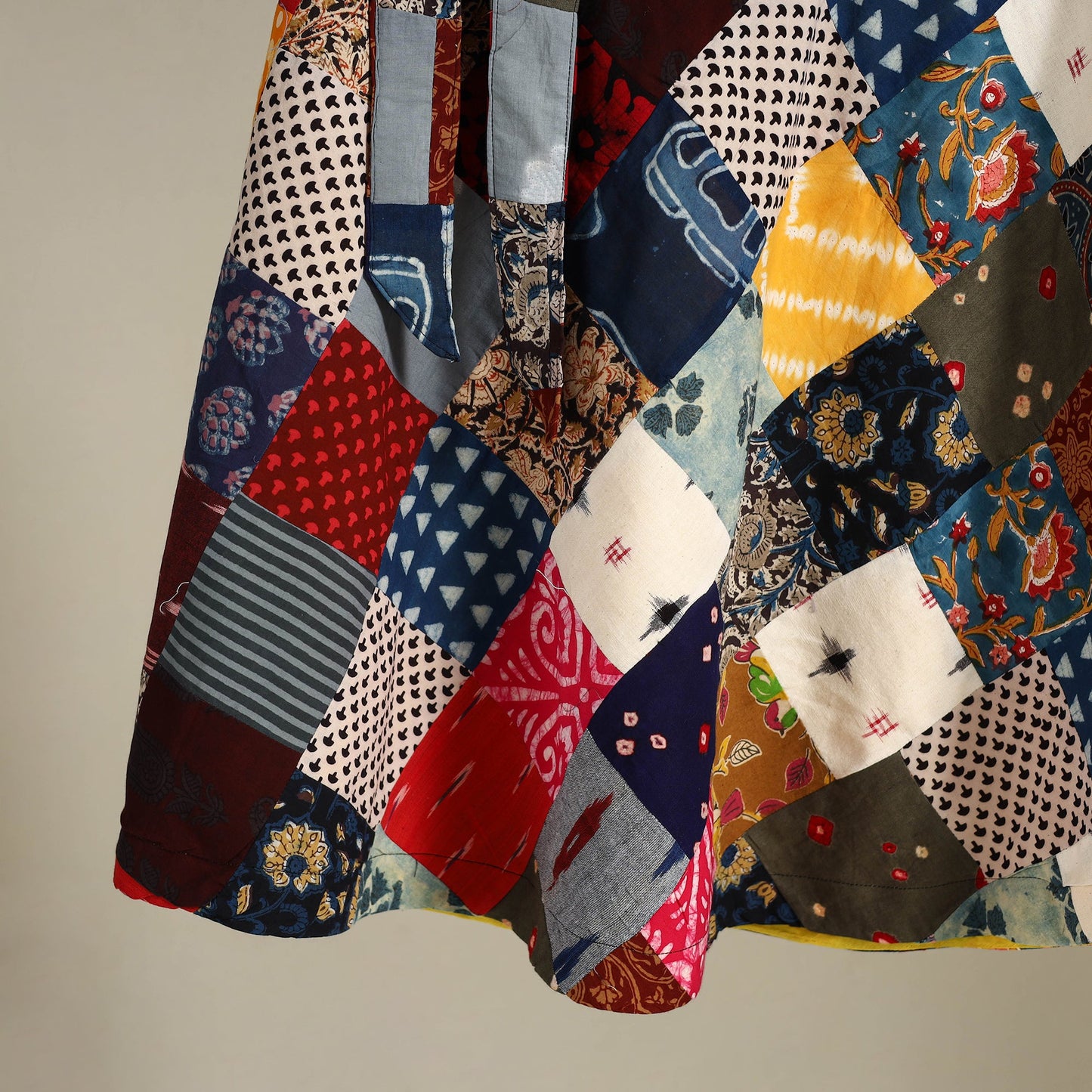 Multicolor Wrap Around Patchwork Cotton Skirt