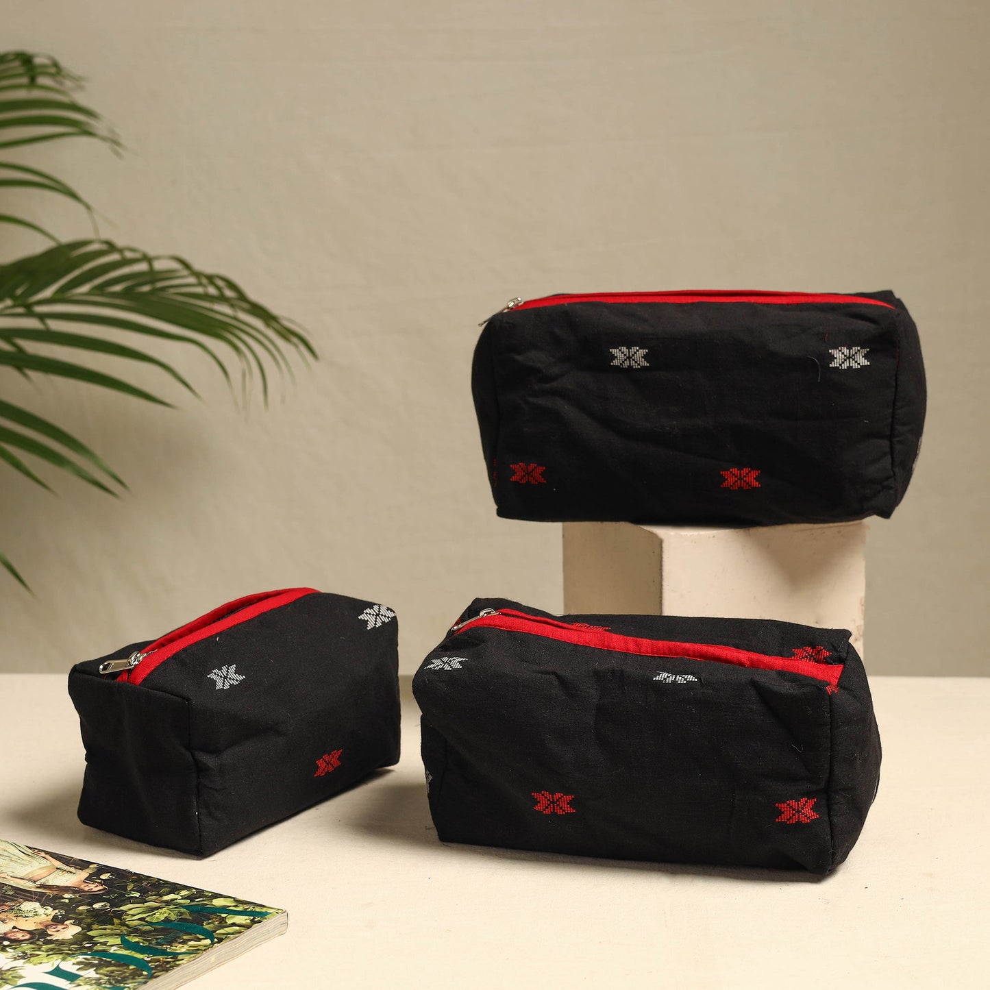 Handmade Cotton Toiletry Bags – Travel Set of 3