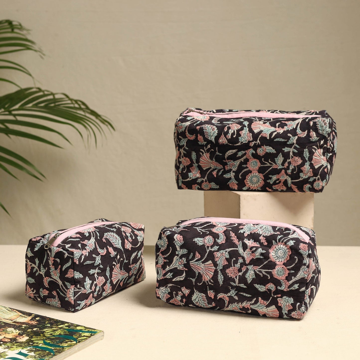 Handmade Cotton Toiletry Bags – Travel Set of 3