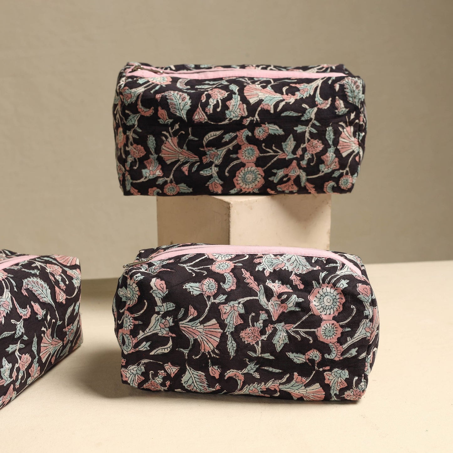 Handmade Cotton Toiletry Bags – Travel Set of 3