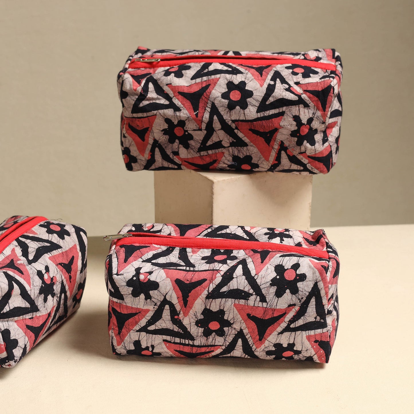 Handmade Cotton Toiletry Bags – Travel Set of 3