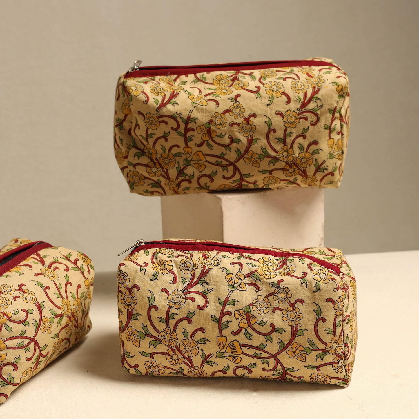 Handmade Cotton Toiletry Bags – Travel Set of 3