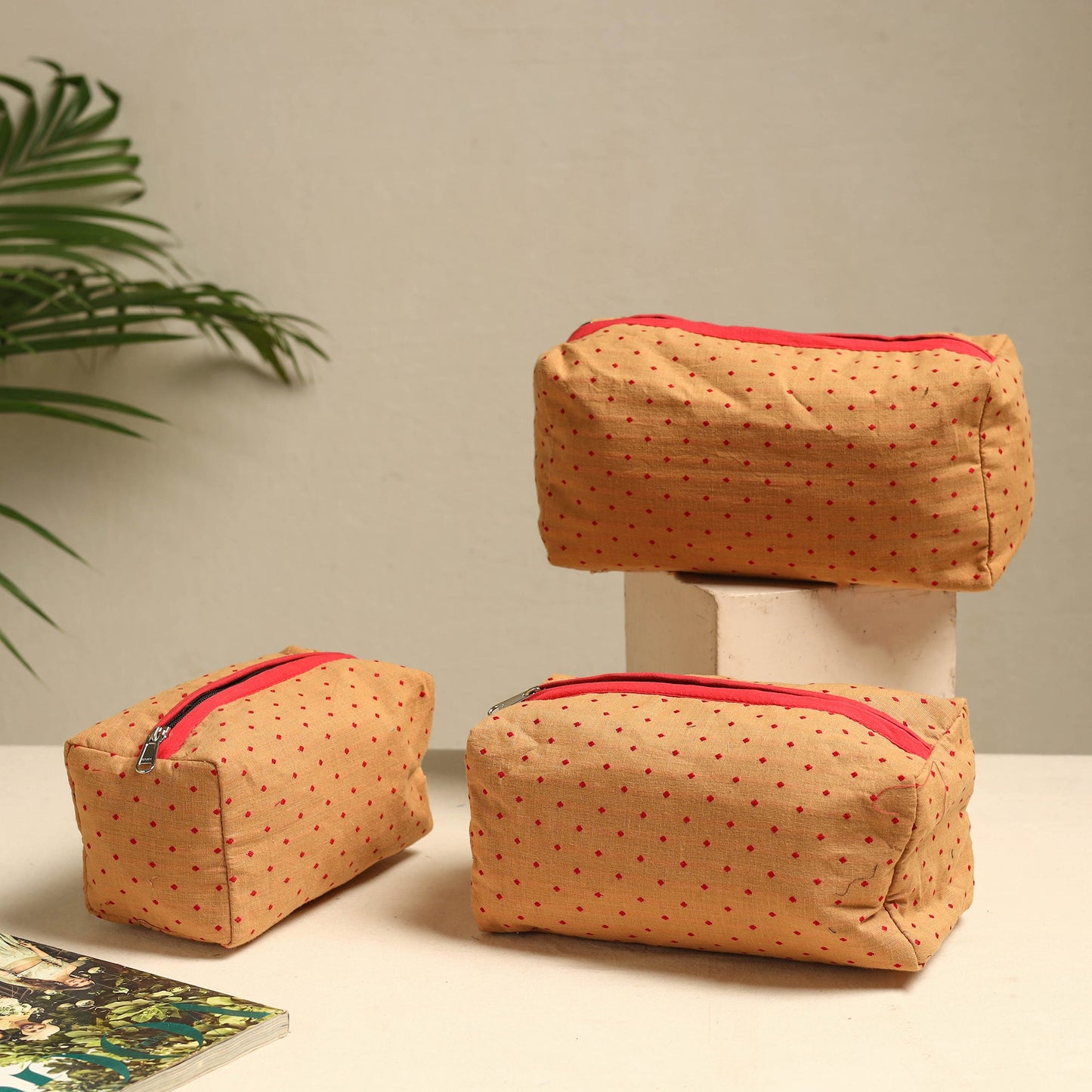 Handmade Cotton Toiletry Bags – Travel Set of 3