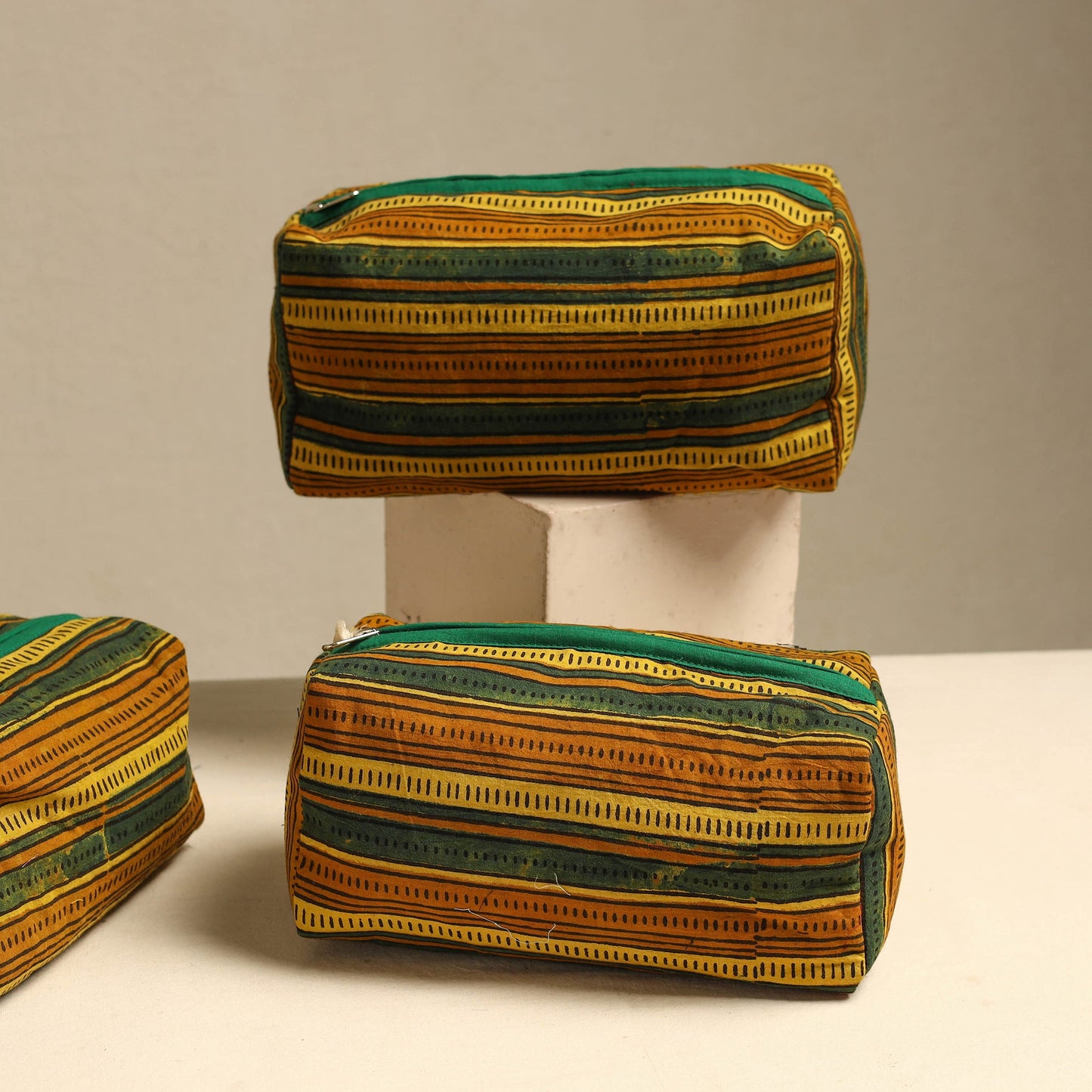 Handmade Cotton Toiletry Bags – Travel Set of 3