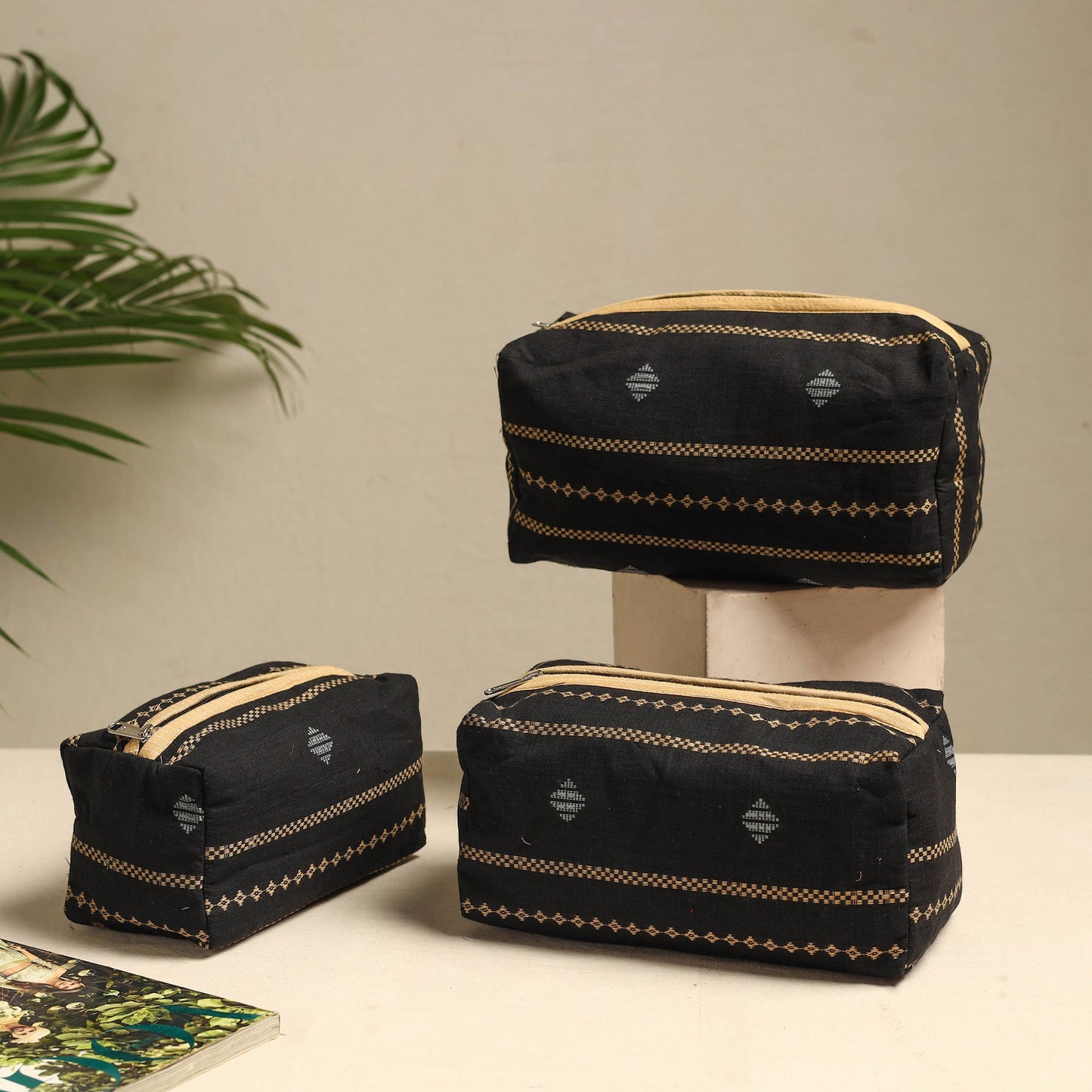 Handmade Cotton Toiletry Bags – Travel Set of 3
