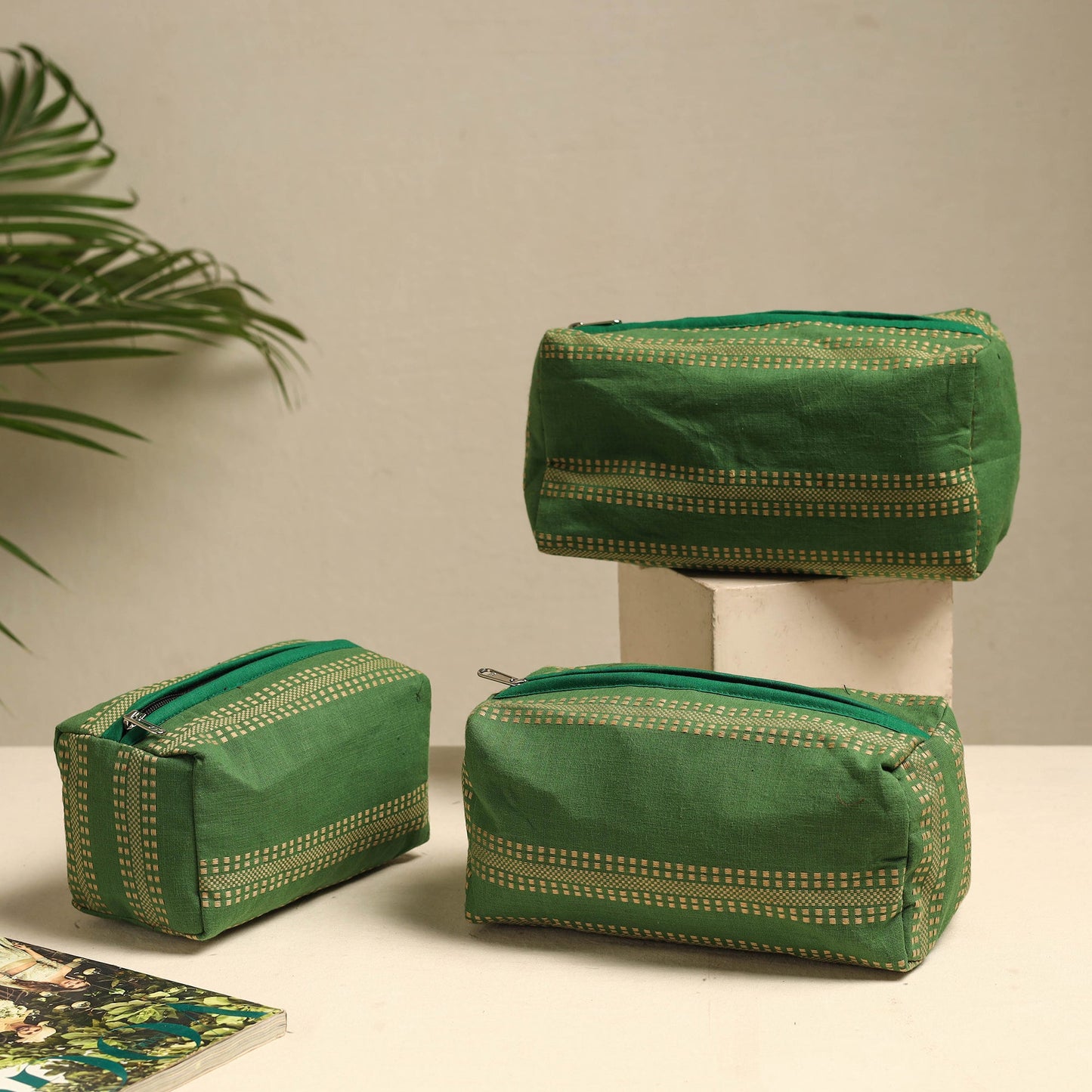 Handmade Cotton Toiletry Bags – Travel Set of 3