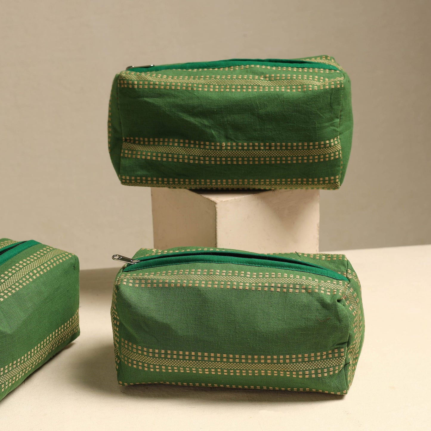 Handmade Cotton Toiletry Bags – Travel Set of 3