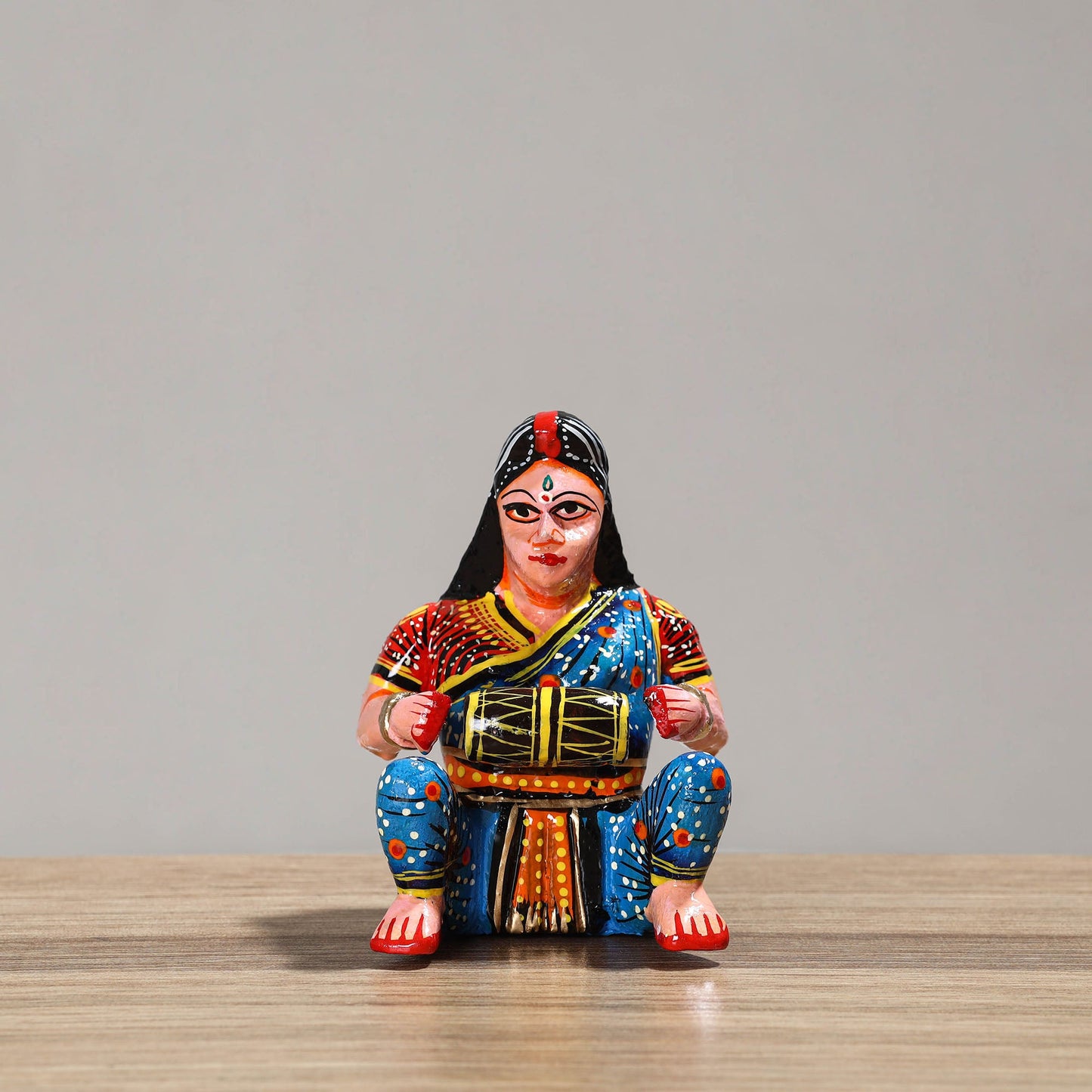 Musician (Female) - Banaras Handpainted Wooden Toy / Home Decor Item 48