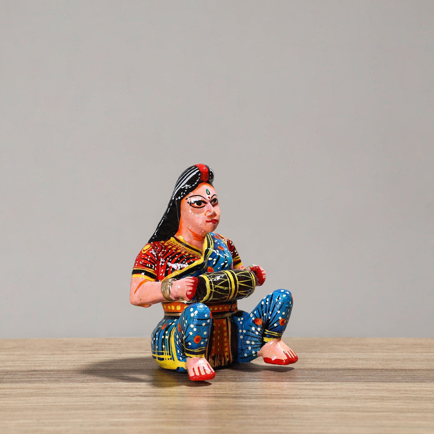 Musician (Female) - Banaras Handpainted Wooden Toy / Home Decor Item 48