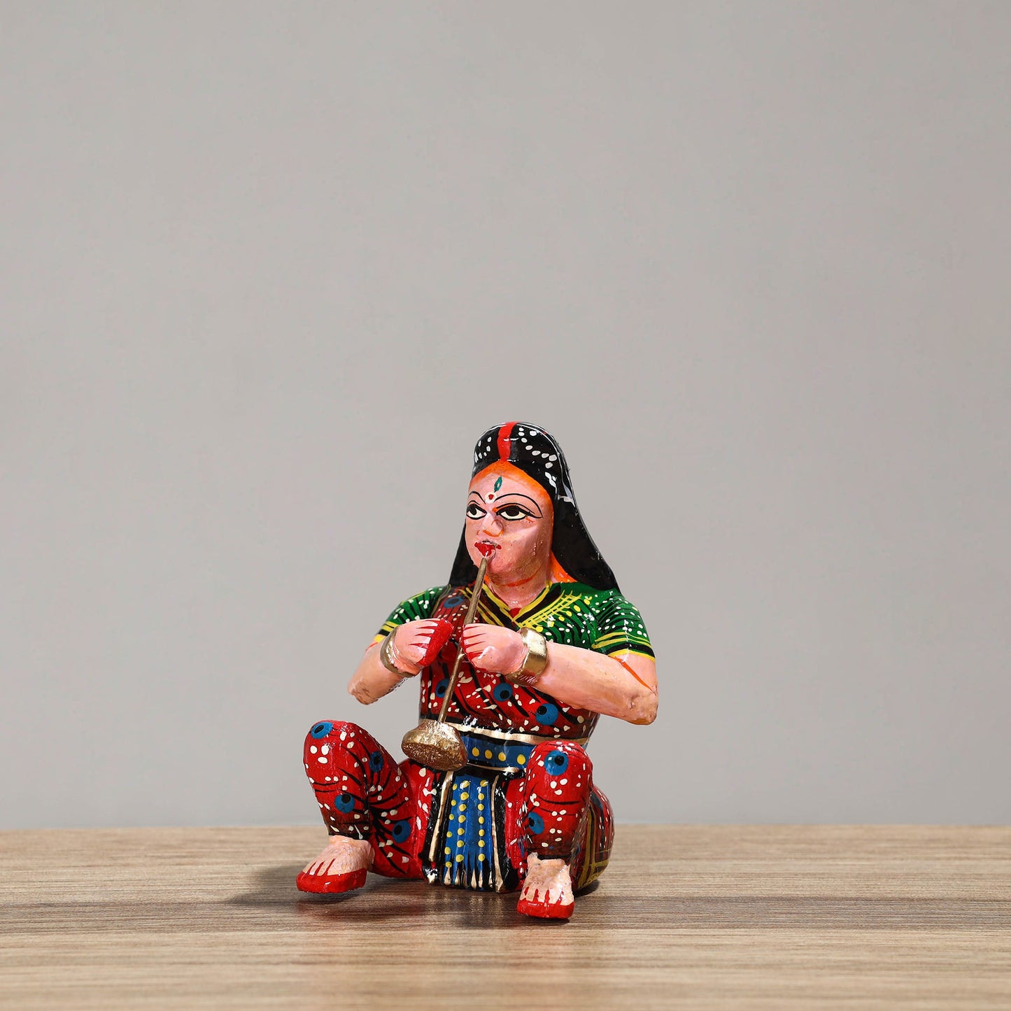 Musician (Female) - Banaras Handpainted Wooden Toy / Home Decor Item 52