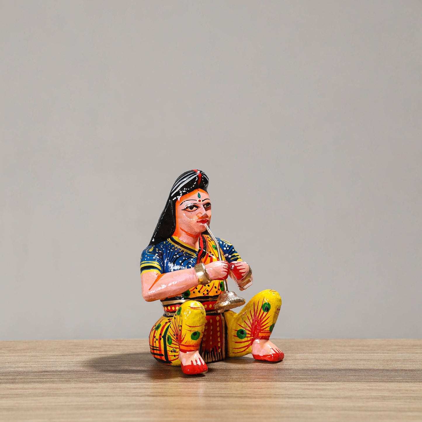 Musician (Female) - Banaras Handpainted Wooden Toy / Home Decor Item 54