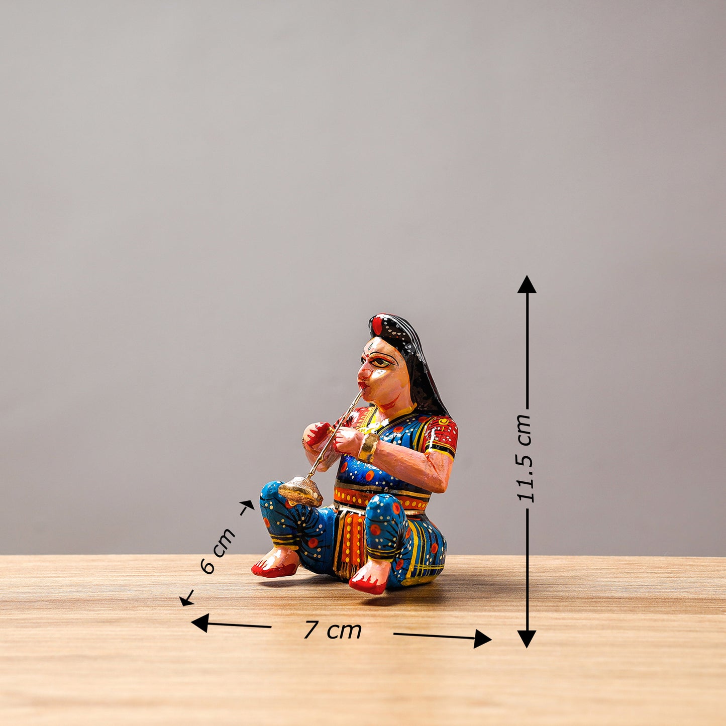 Musician (Female) - Banaras Handpainted Wooden Toy / Home Decor Item