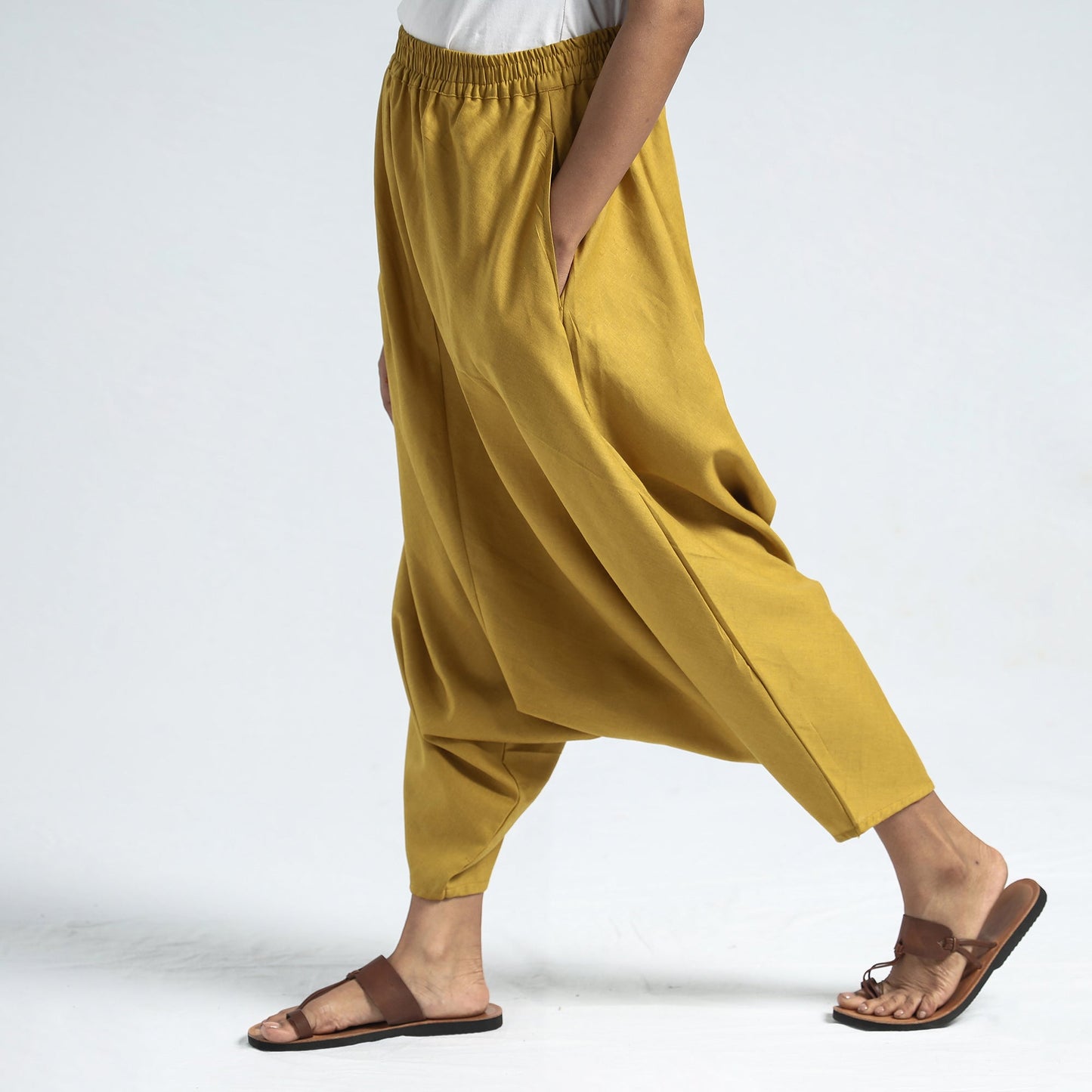 Plain Flex Cotton Elasticated Harem Pant