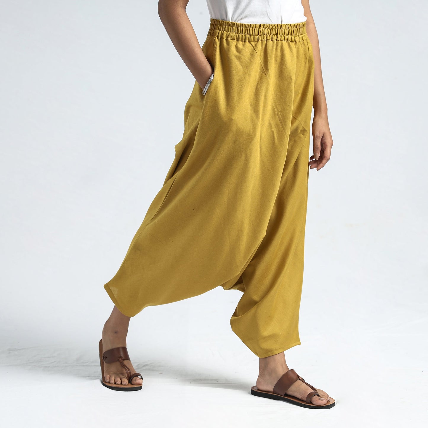 Plain Flex Cotton Elasticated Harem Pant