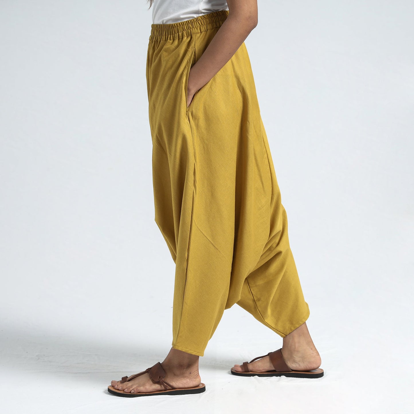 Plain Flex Cotton Elasticated Harem Pant