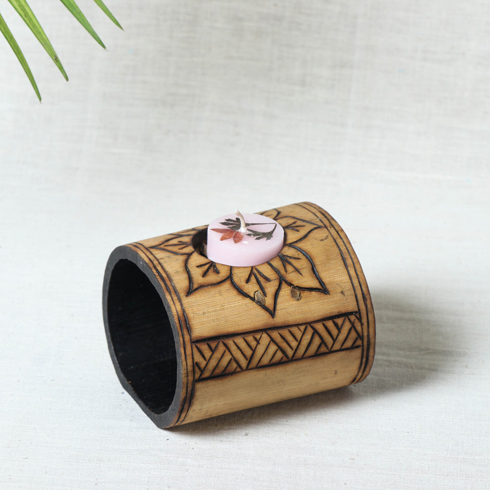 Natural Bamboo Single Candle Stand