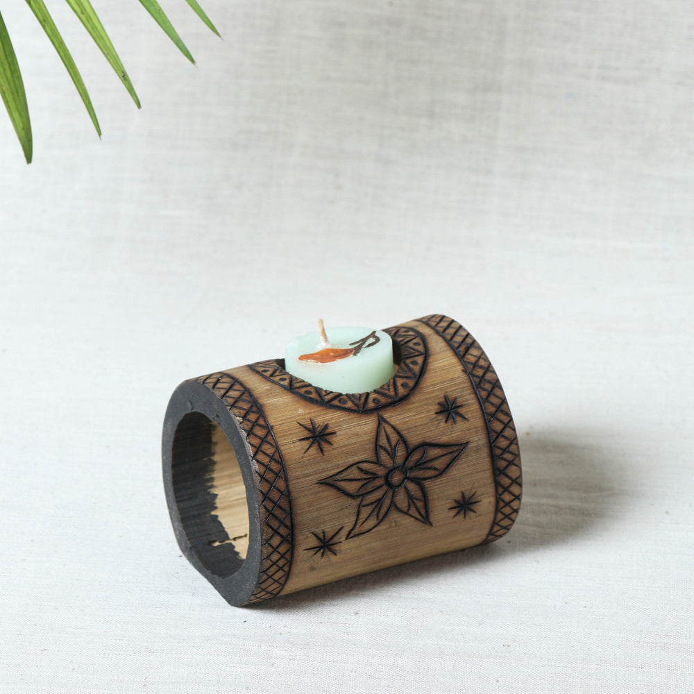 Natural Bamboo Single Candle Stand