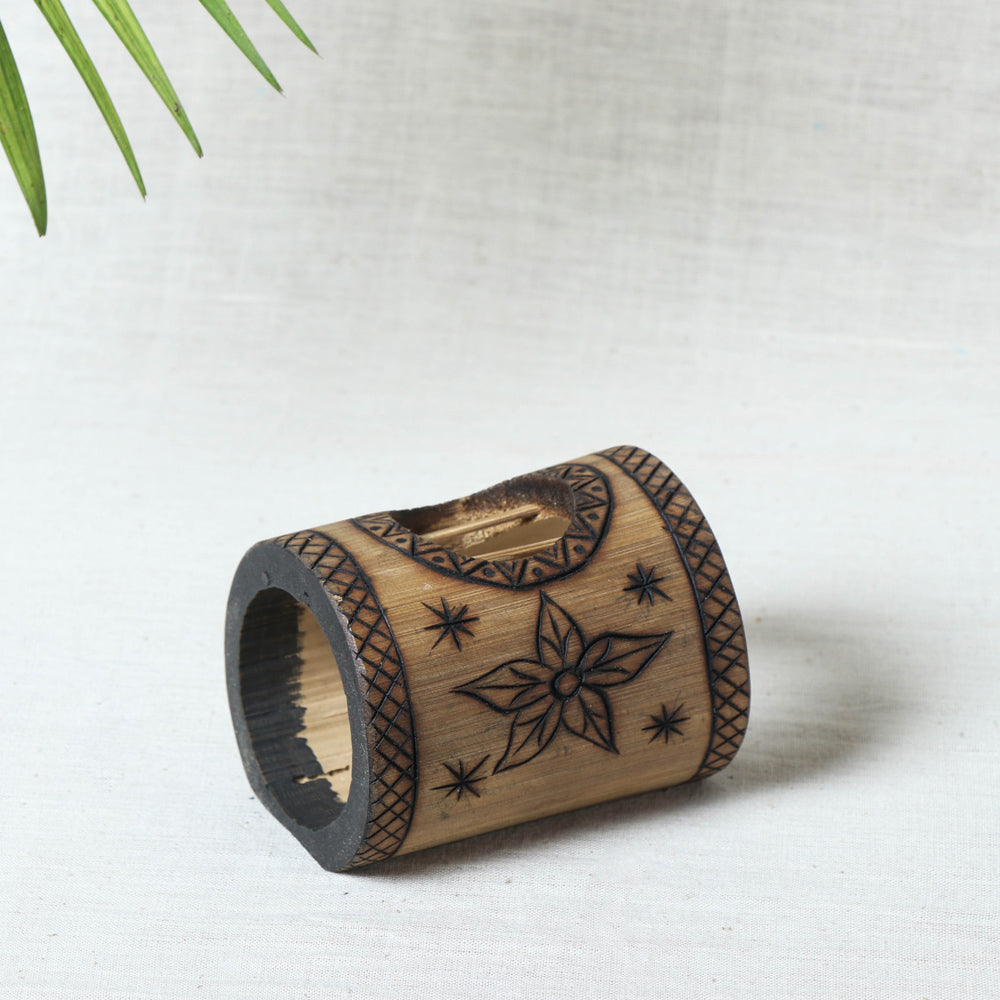 Natural Bamboo Single Candle Stand