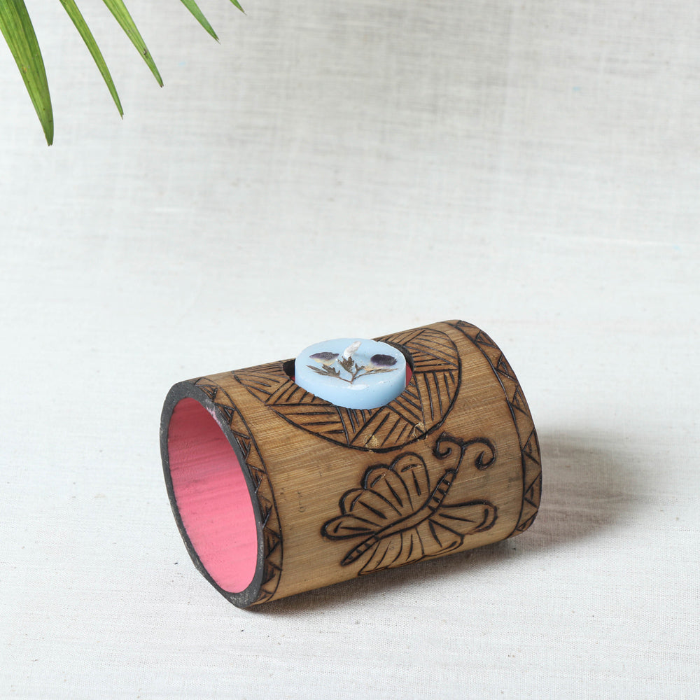 Natural Bamboo Single Candle Stand